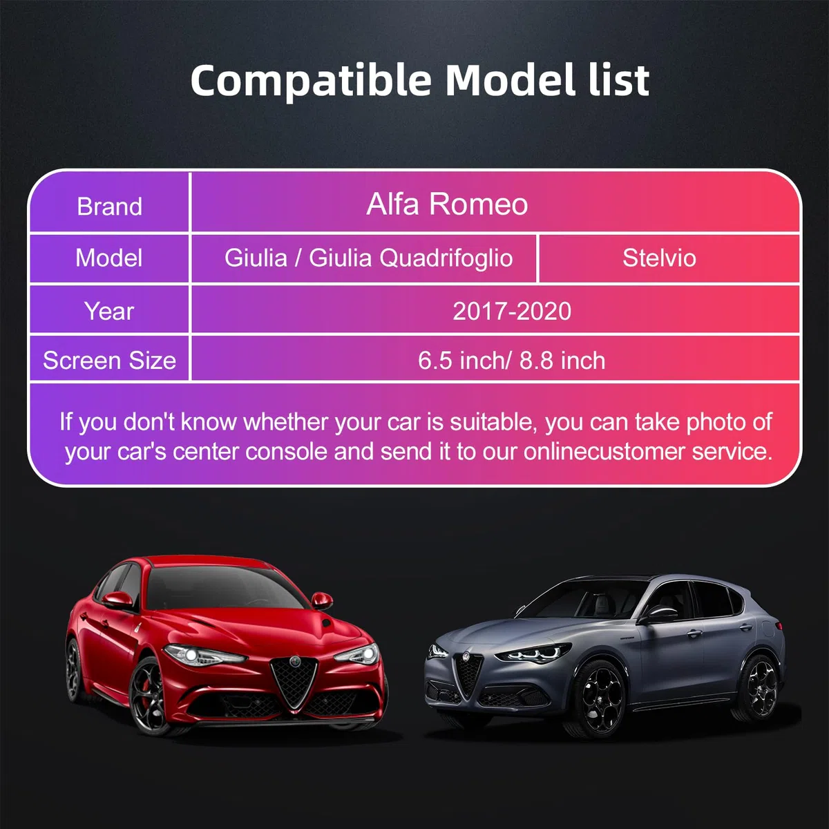 LEXXSON Bezprzewodowy dekoder CarPlay i Android Auto Retrofit do Alfa Romeo Giulia Stelvio 2017-2020, z ekranem 6.5/8,8", Plug & Play, obsługa sterowania Bluetooth i nawigacja