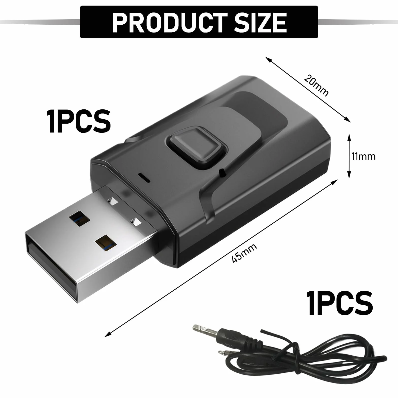 USB Bluetooth Audio Nadajnik 2 w 1 Adapter Transmiter Jack 3.5 do Telewizora PC Samochodu Głośników