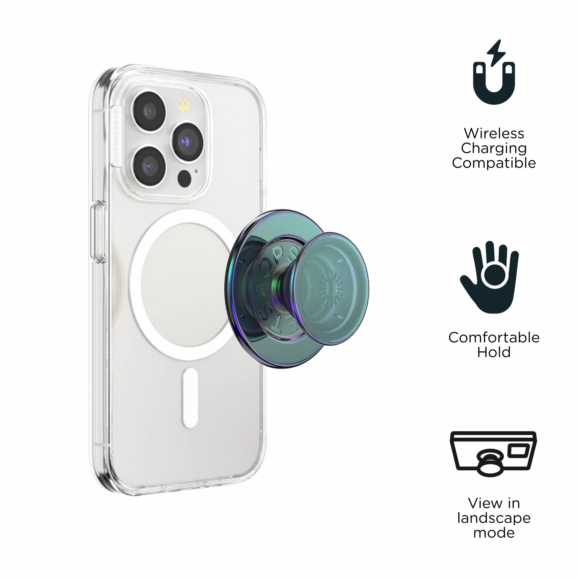 PopSockets Uchwyt do telefonu MagSafe z podpórką, stojak magnetyczny, wymienna góra, bezpieczne trzymanie etui MagSafe, uchwyt na telefon i tablet - Nightshade