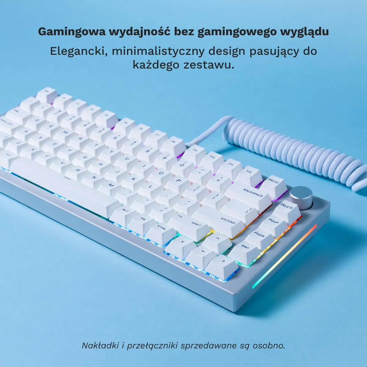 GLORIOUS Gaming GMMK PRO 75% Barebones (tylko obudowa) – modułowa, gamingowa klawiatura mechaniczna, TKL, obudowa 1,5 kg, konfigurowalna, przełączników z 5 bolcami, układ międzynarodowy/ISO - Biały