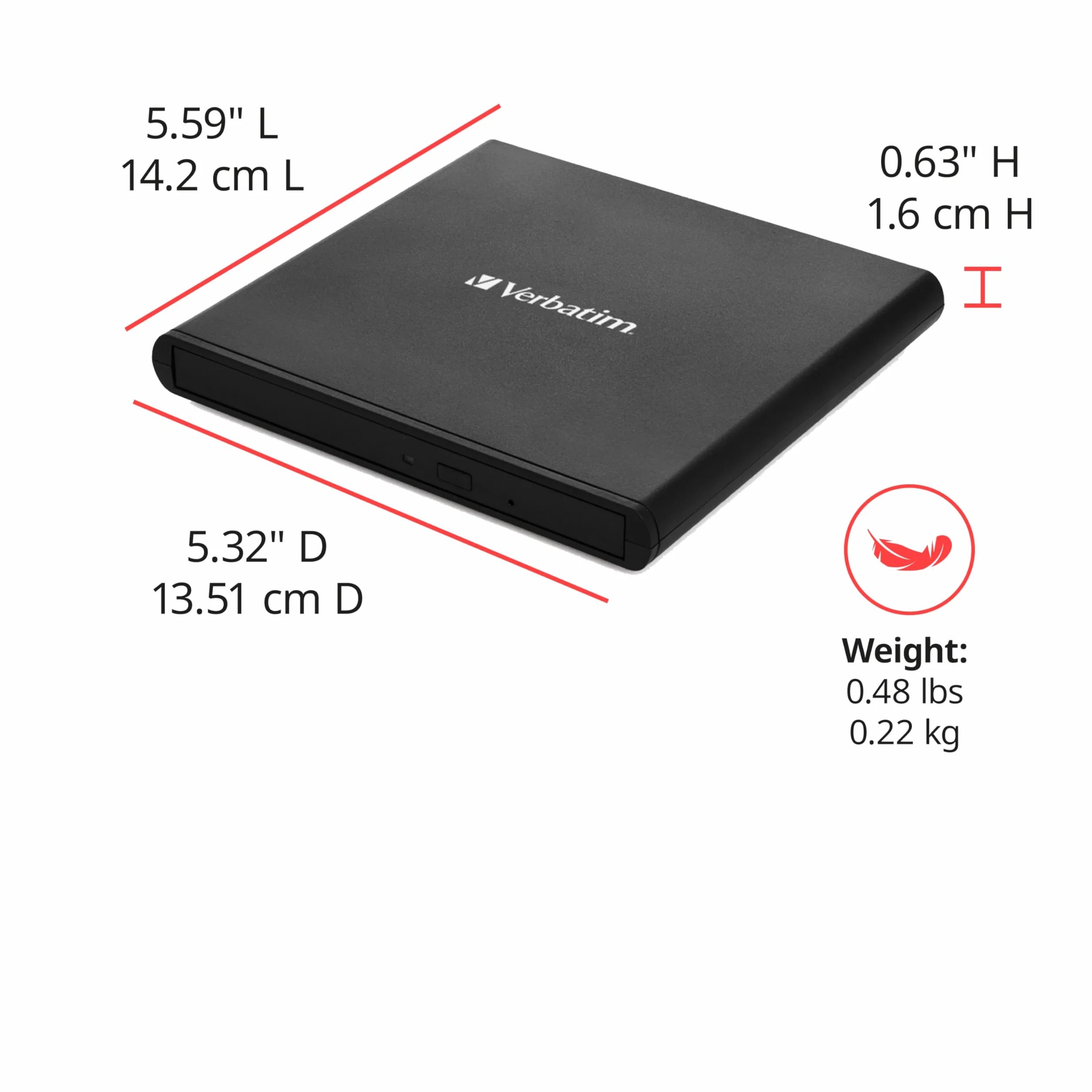 Verbatim 98938 Zewnętrzna nagrywarka CD/DVD Slimline USB 2.0 czarna