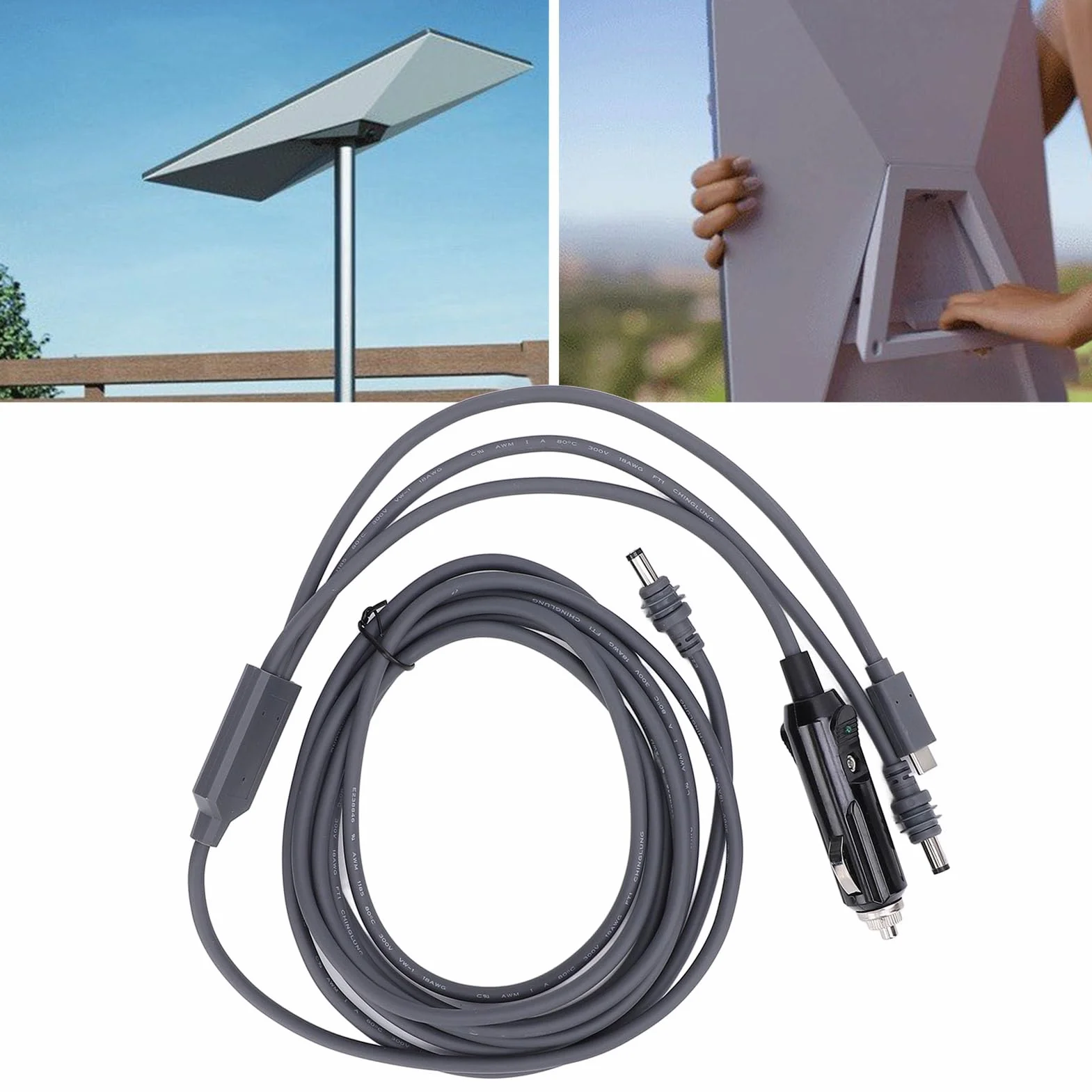 Satelitarny Kabel Zasilający DC do Mini, Wodoodporny Kabel DC Typu C do DC Typu Plug and Play, Przedłużacz Mini Power Cable (3metre)