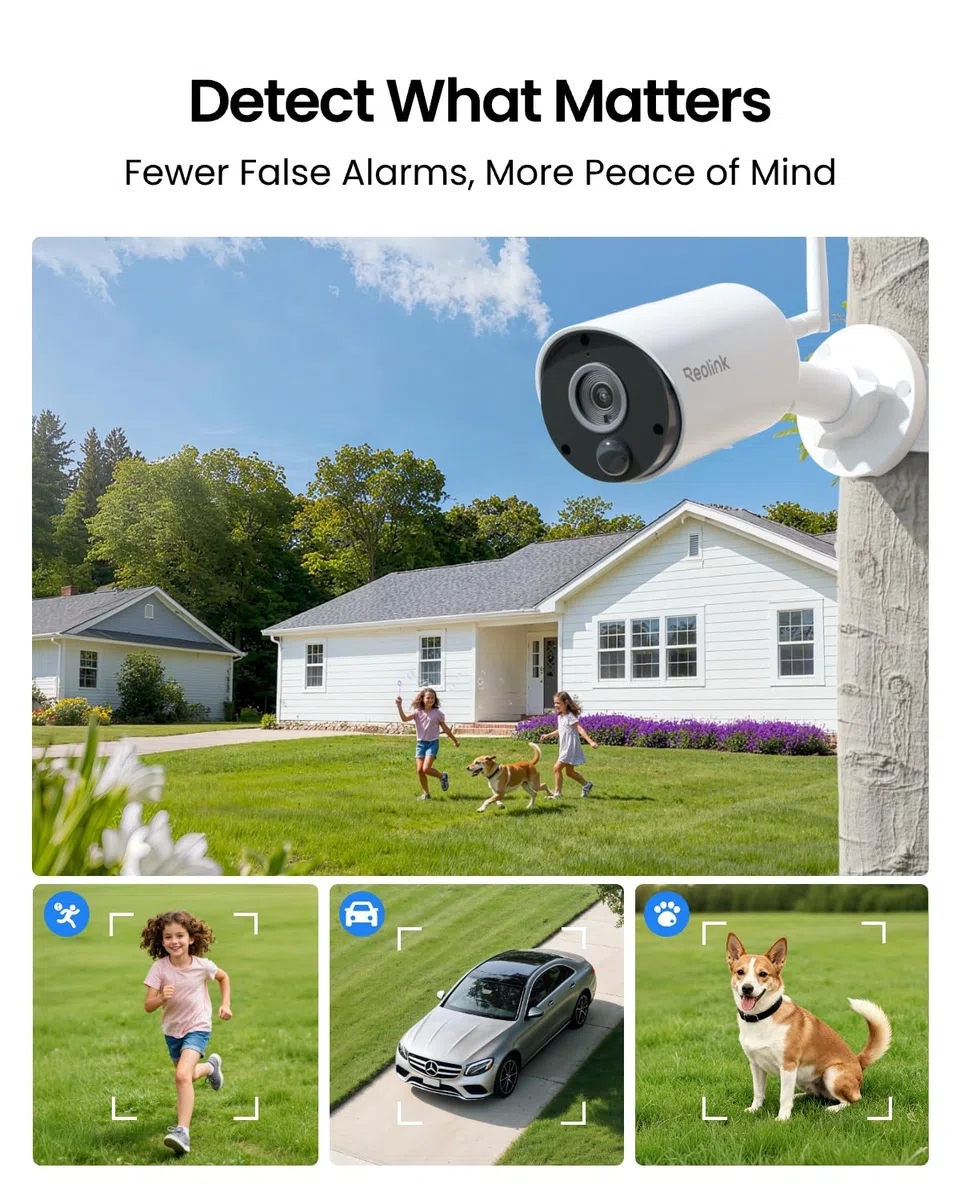 Reolink Kamera monitorująca, bezprzewodowa kamera solarna WLAN do użytku na zewnątrz z wykrywaniem PIR i KI, 2,4 GHz Wi-Fi, noktowizor na podczerwień, poklatkowy, 2-drożne audio, odporna na warunki