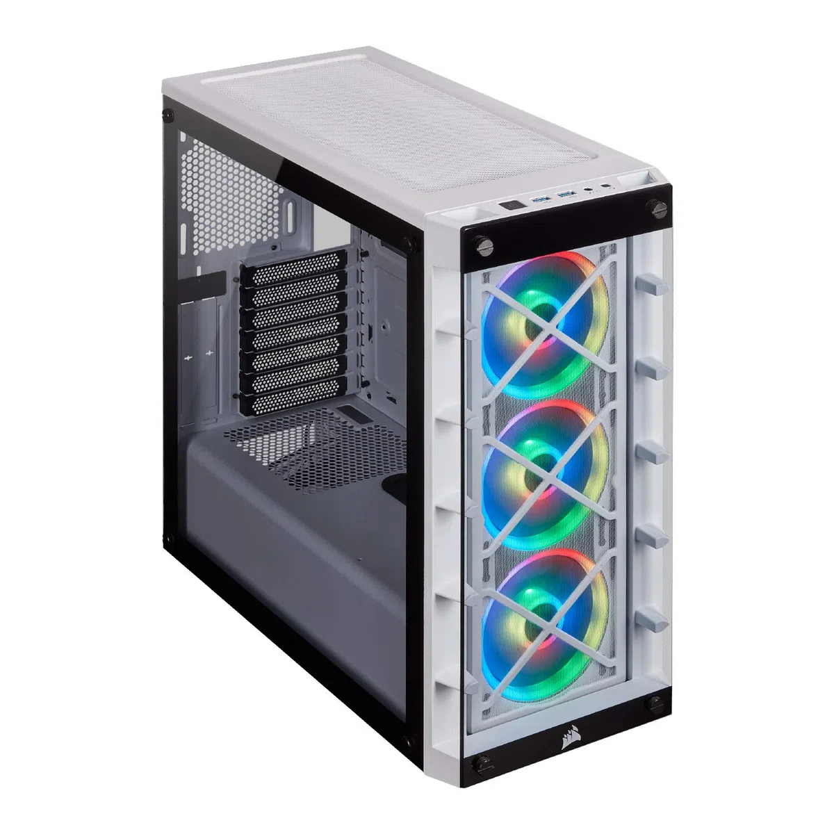 Corsair iCUE CC-9011189-WW, Mid-Tower ATX Inteligentna Obudowa z Bokiem i Przodem z Hartowanego Szkła, Biały