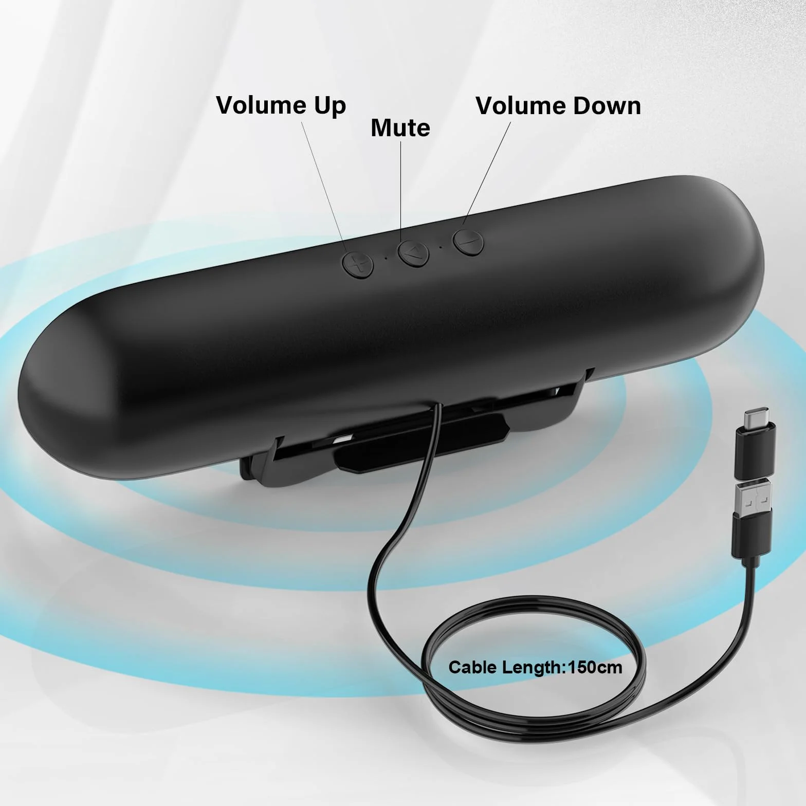 Głośnik komputerowy USB, przenośny głośnik komputerowy do komputera stacjonarnego, laptopa, mini głośnik soundbar z klipsem do monitora, Plug and Play