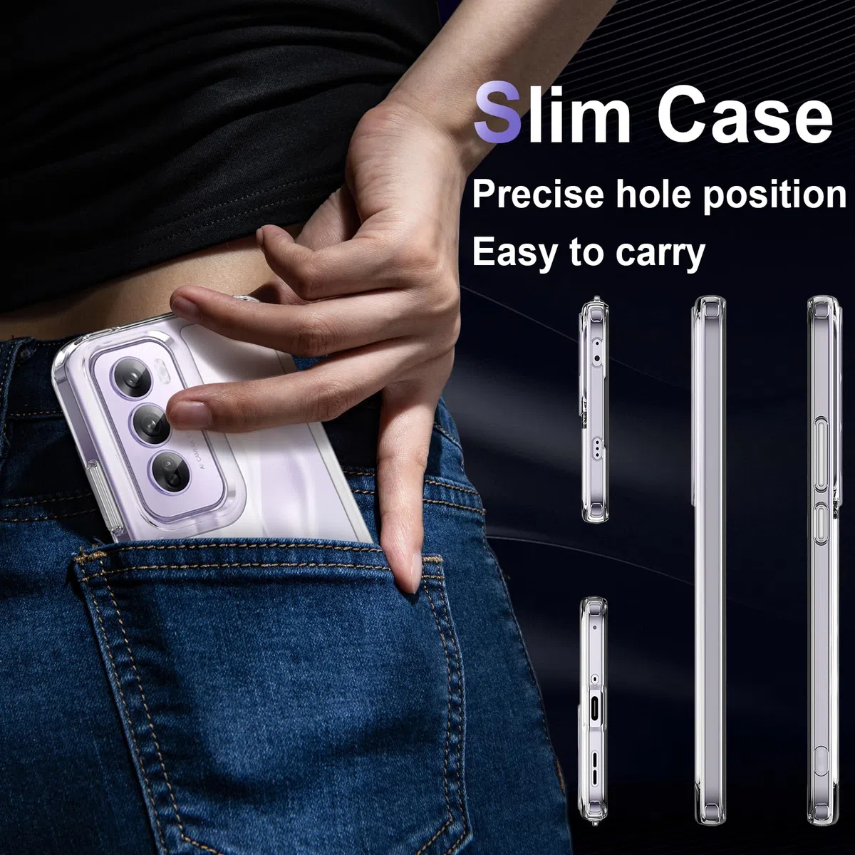 Etui na Oppo Reno 12 Pro 5G, Militarna Ochrona Przed Upadkiem, Odporne na Żółknięcie, Ultracienkie Przezroczyste Etui z Twardego PC Antyzarysowaniowe, Antywstrząsowe