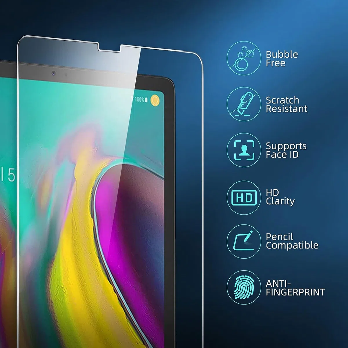 NEW'C 2 sztuki folia ochronna ze szkła pancernego do Samsung Galaxy Tab S6 / S5e 10,5 Cala 2019 (SM-T720/T725/T860/T865) nie zawiera zarysowań, twardość 9H, folia ochronna HD, 0,33 mm