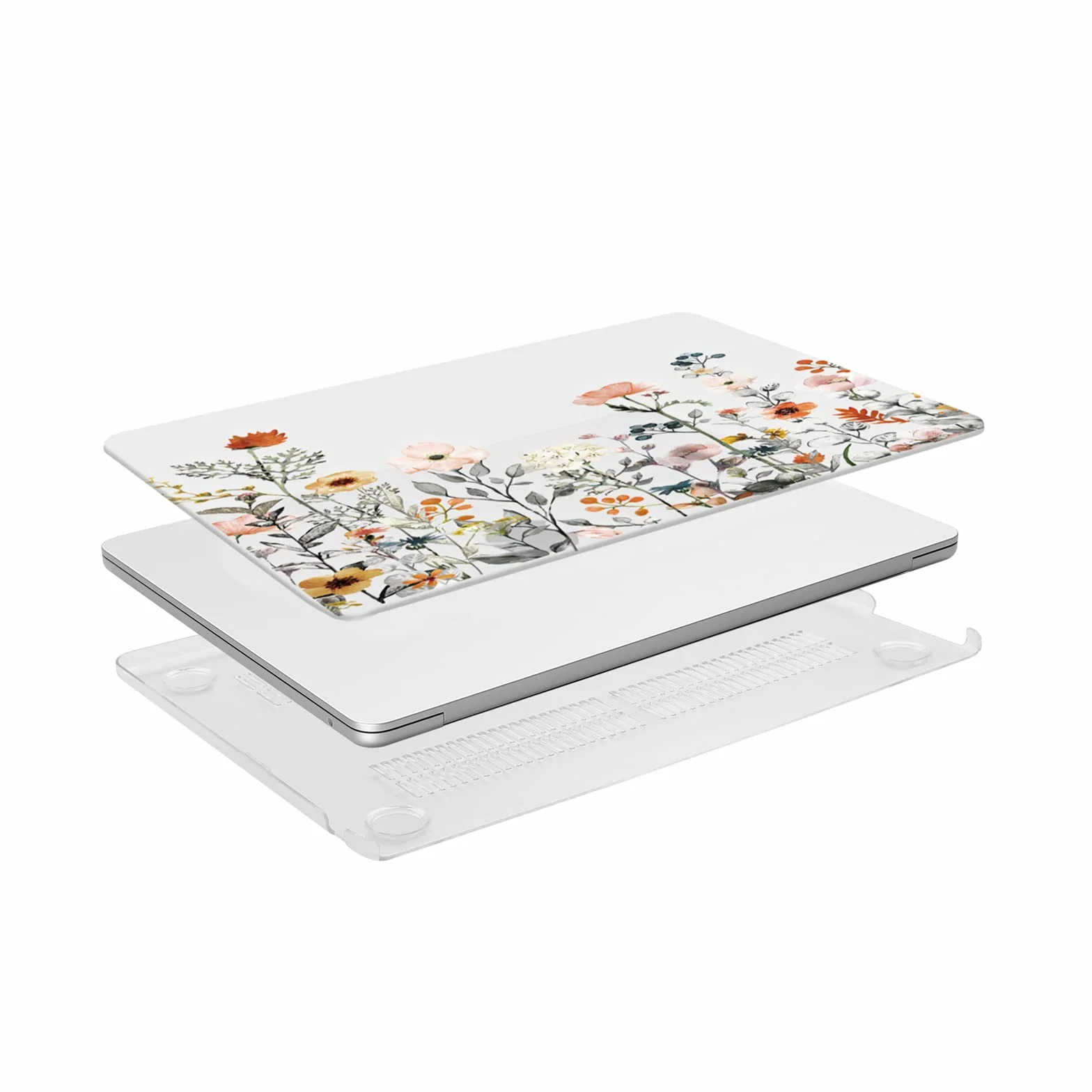 MOSISO Etui do MacBook Air 33 cm M4 M3 M2 2026-2022, twarda obudowa kwiatowa, skóra klawiatury, folia ekranowa