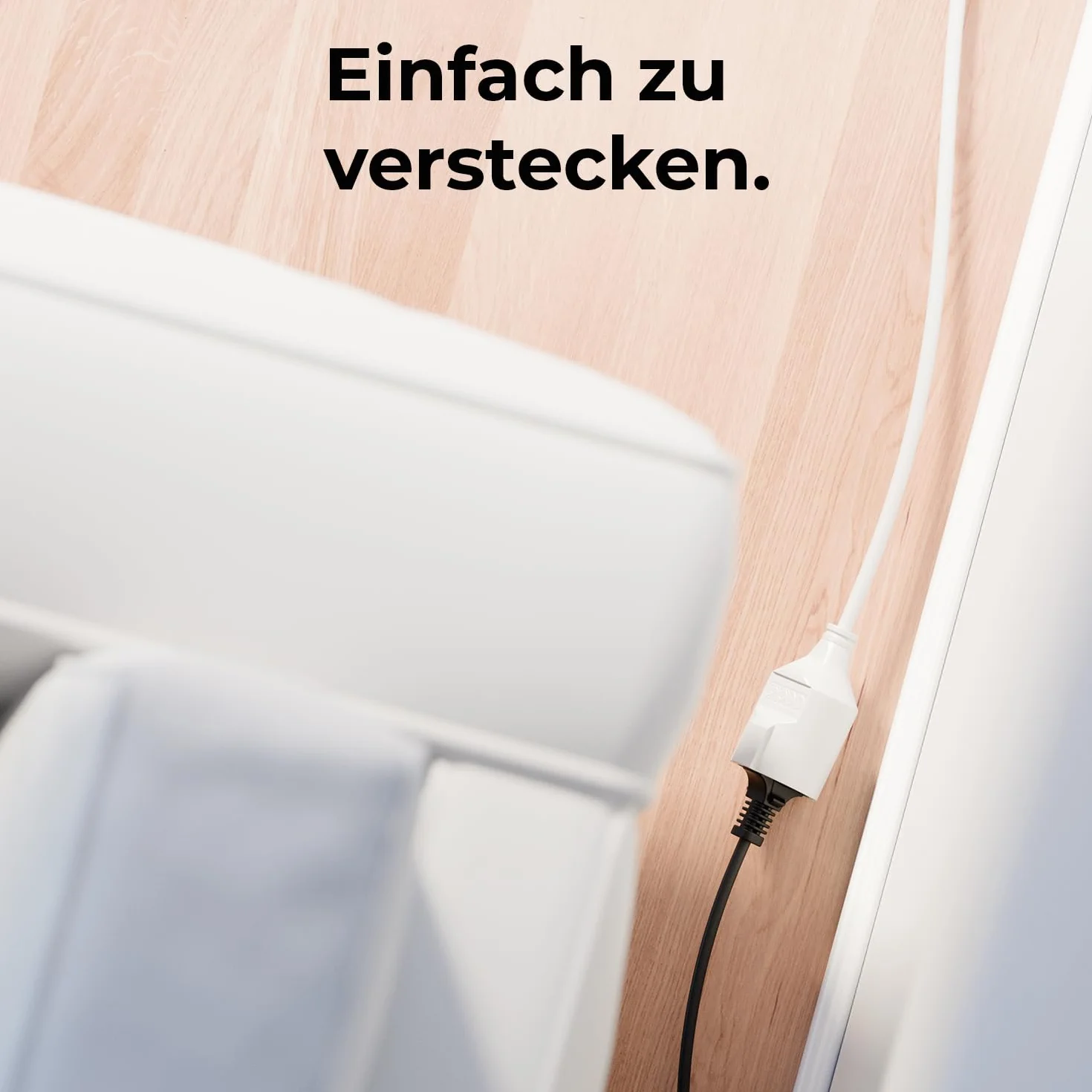 deleyCON 3,0m Kabel Zasilający Przedłużacz z Płaskim Wtykiem Ochronnym Przewód Prądu Przedłużenie 3680W Gospodarstwo Domowe Biuro Multimedia Biały