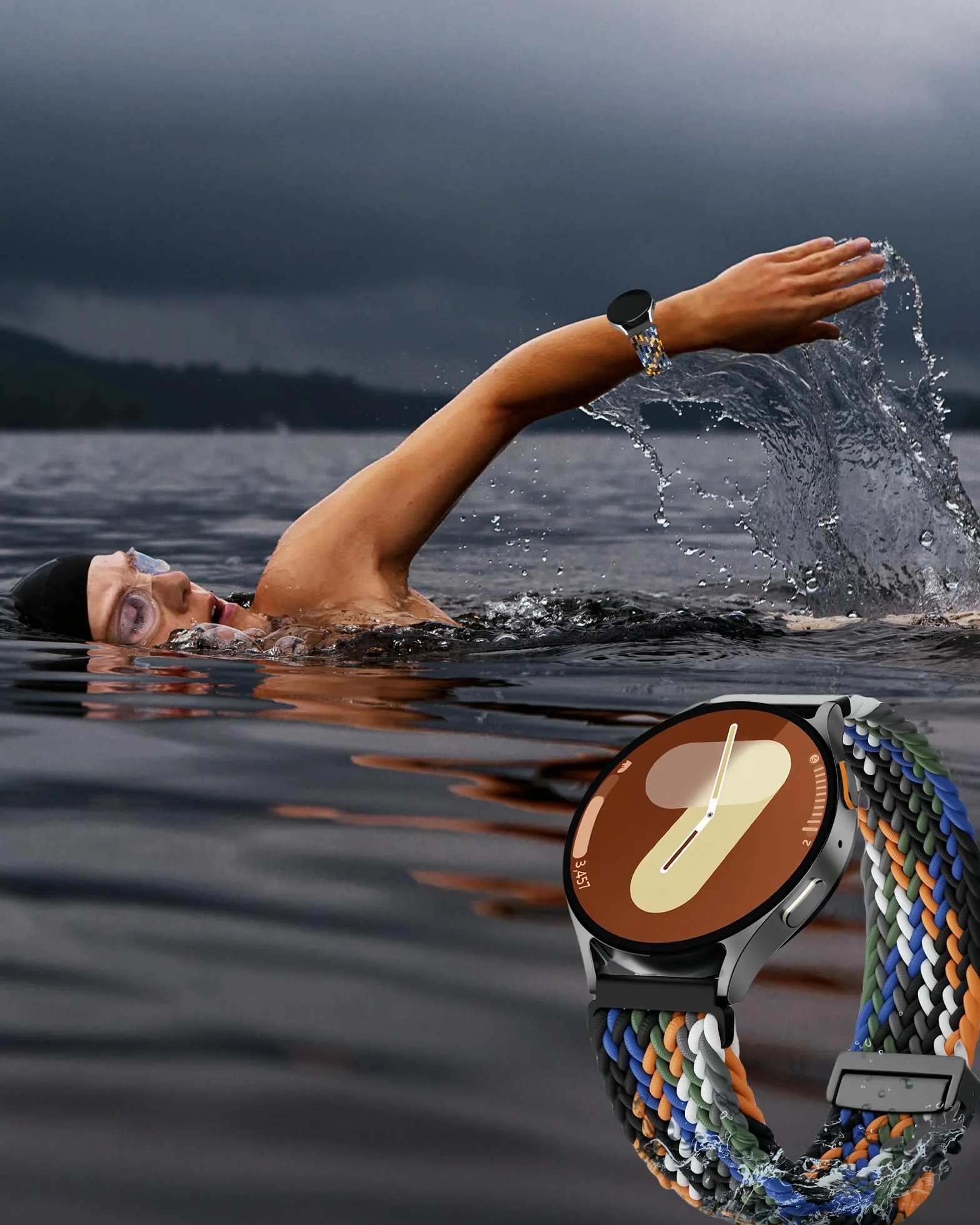 Elastyczny pasek z nilonu do Samsung Galaxy Watch 7/FE/6/5/4/3, Watch 5 Pro, 6/4 Classic, Gear S3/S2 – bezpieczne zamknięcie spadochronowe