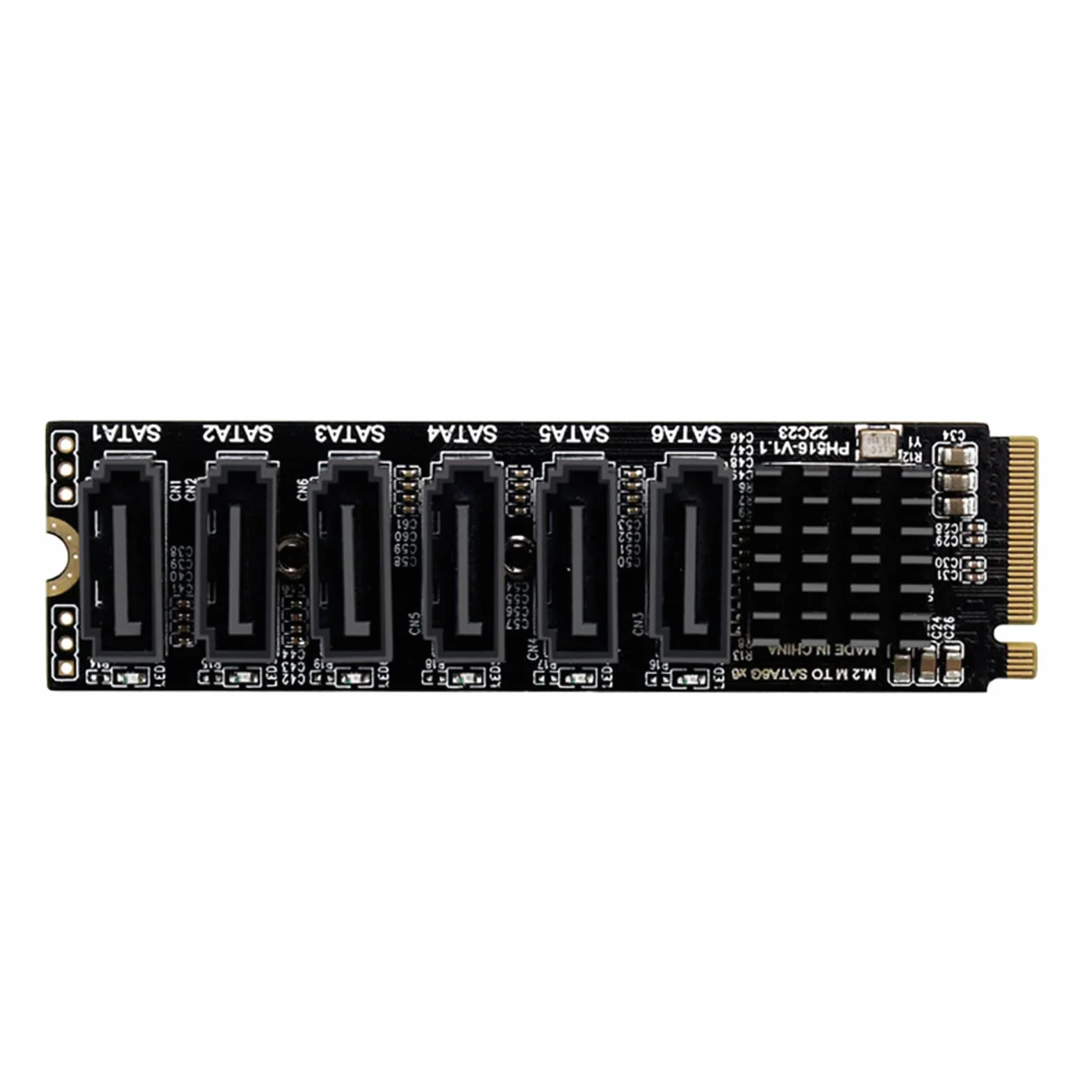 WANGCL Adapter NVMe do SATA M.2 6Port z aluminiowym radiatorem obsługujący PM