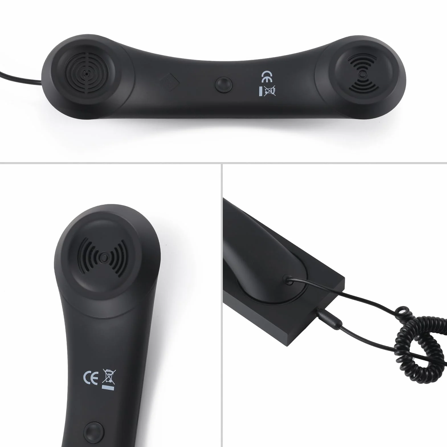 Słuchawka do telefonu retro – klasyczny odbiornik, komponent gniazda redukcyjnego do połączenia stacjonarnego, wtyczka jack 3,5 mm, akcesorium do jednostki ściennej, nostalgiczny przedmiot do pracy