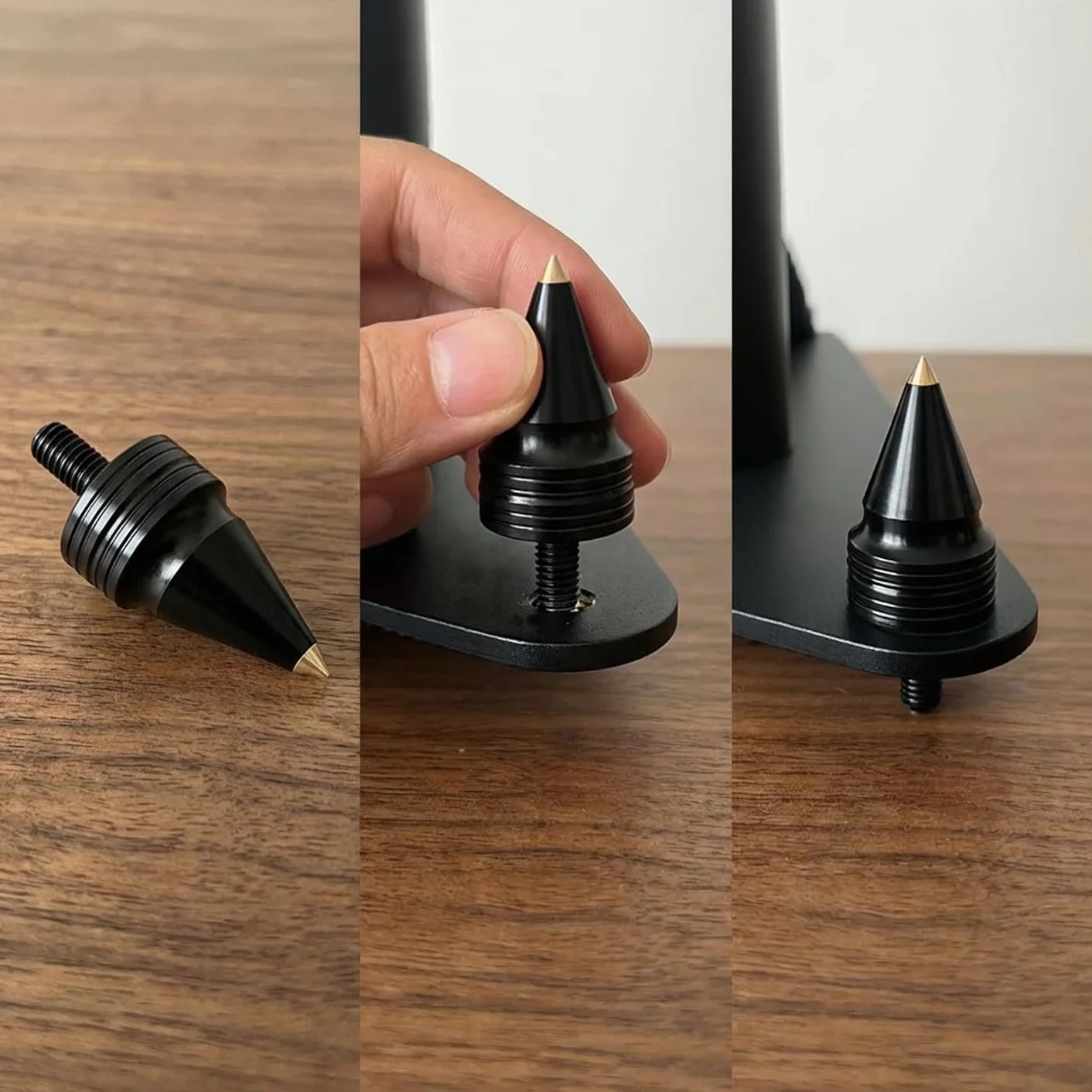 Kolce głośnikowe M6 20 mm 34 mm czarne aluminium mosiężną końcówką zestaw 4 szt. nóżki izolacyjne CNC do głośników HiFi