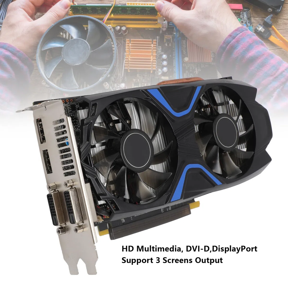 Karta Graficzna do Gier, Podwójny Wentylator Chłodzący, 4 GB 128-bitowa Karta GDDR5 dla 7 8 10 dla 1050Ti, Wzmocniony materiał PCB, częstotliwość Rdzenia 1392 MHz,
