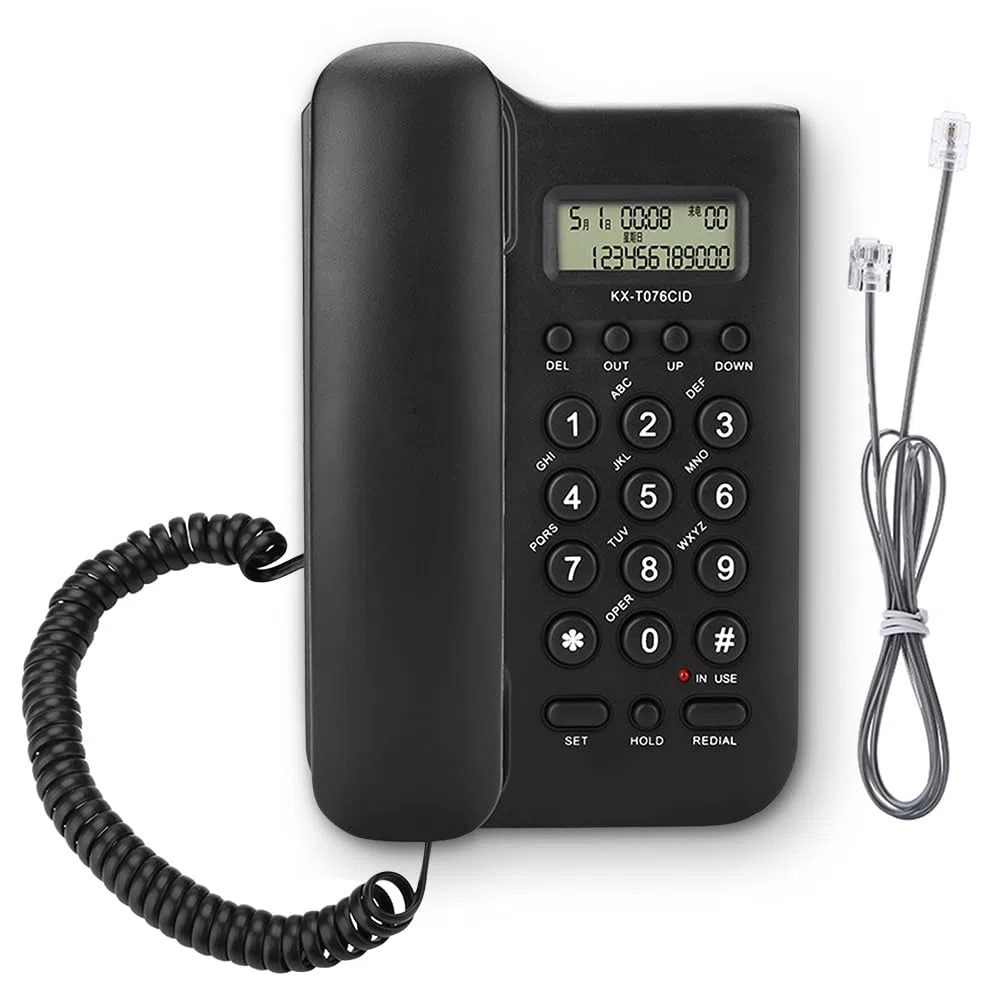 Ejoyous Telefon przewodowy, stały dla seniorów, analogowy, duży przycisk, bardzo głośna głośność, powtórzenie wyboru, biuro, dom(czarny)
