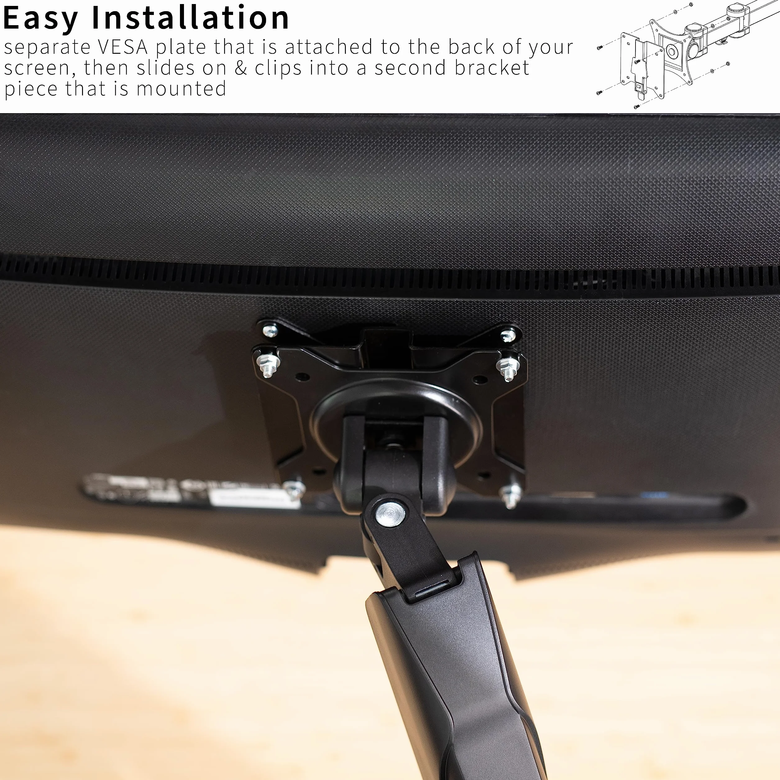 VIVO Adapter VESA Mount Quick Release, mocowanie stojaka i uchwyt ścienny, zdejmowana płyta VESA do łatwego montażu monitora LCD i ekranu telewizora, stojak VAD2