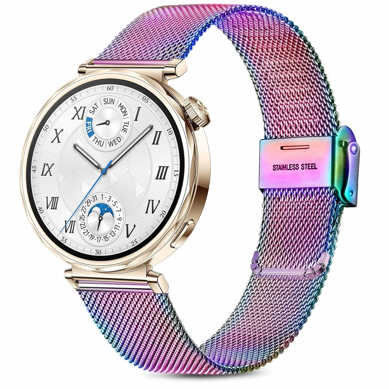 Issinlky Metalowa opaska kompatybilna z Huawei Watch GT5 41mm/Huawei GT4 41mm, opaska ze stali nierdzewnej 18mm dla Garmin Venu 2S/Venu 3S/Vivomove 3S/Vivoactive 4S