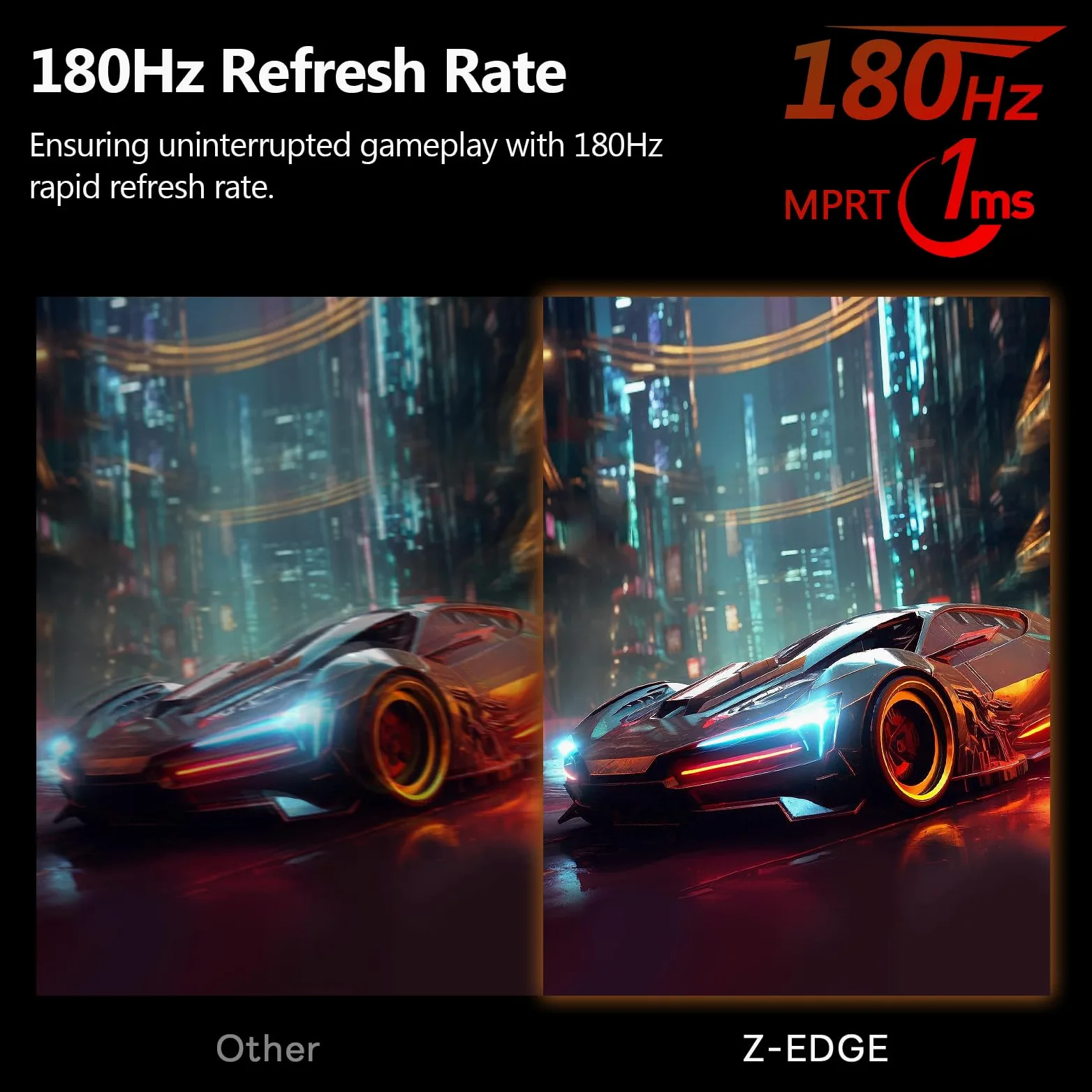 Z-Edge 24 calowy Curved Monitor do gier 180Hz 1ms MPRT, jasność 300cd/m², Zakrzywiony Ekran Full HD 16:9, Panel VA, FreeSync, HDMI DP - Czarny