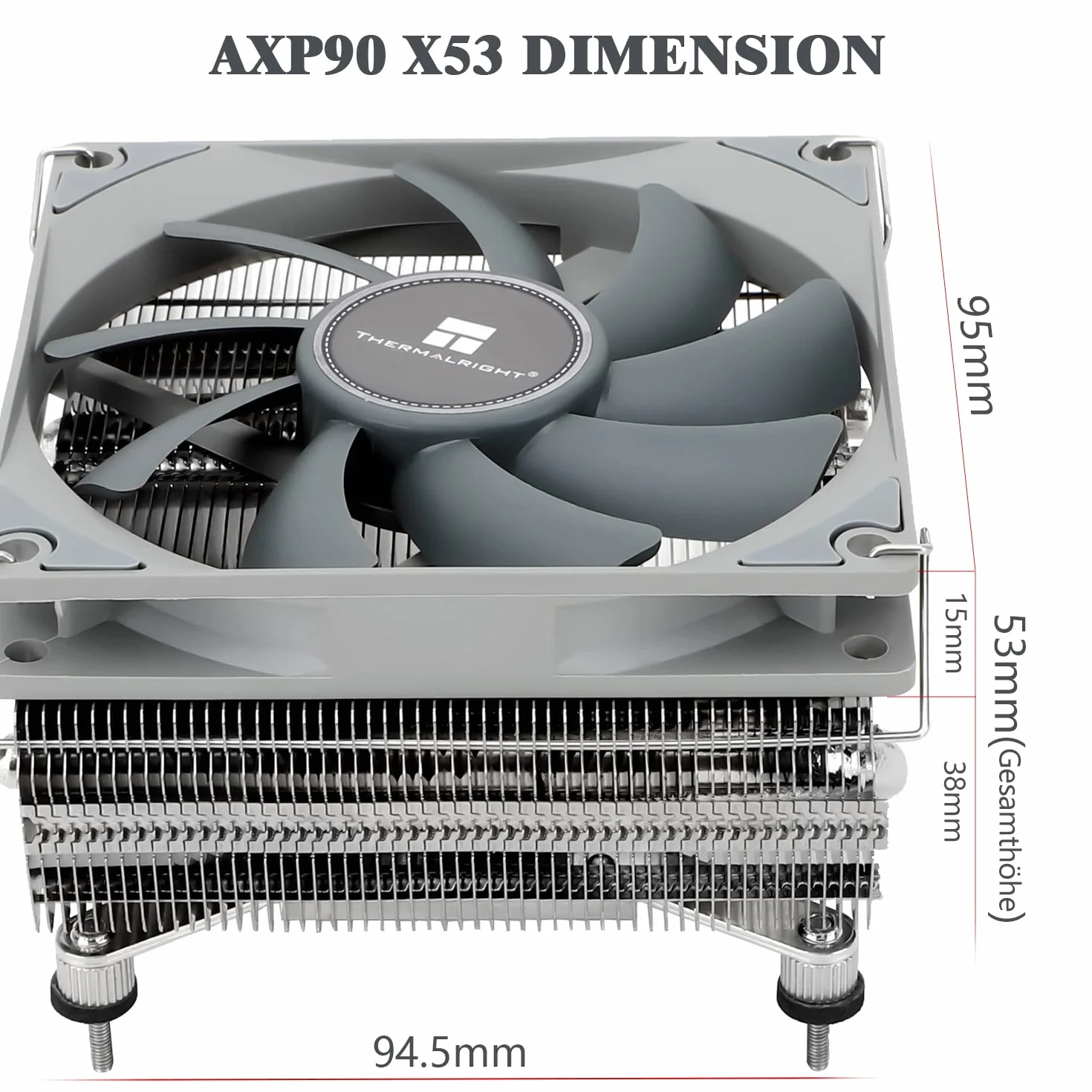 Thermalright AXP90-X53 Niskoprofilowa chłodnica powietrza procesora, 53 mm, wentylator TL-9015 Slin PWM, AGHP, AMD AM4/Intel 1700/1150/1151/1200
