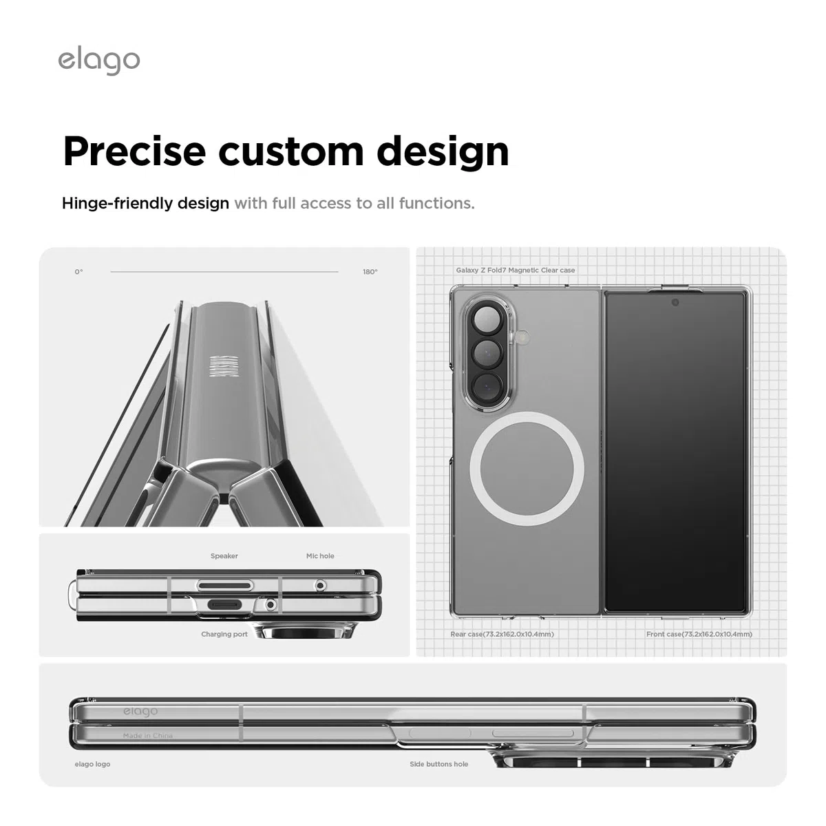 elago Magnetyczne przezroczyste etui Samsung Galaxy Z Fold 7 MagSafe, PC, zderzak odporny na wstrząsy