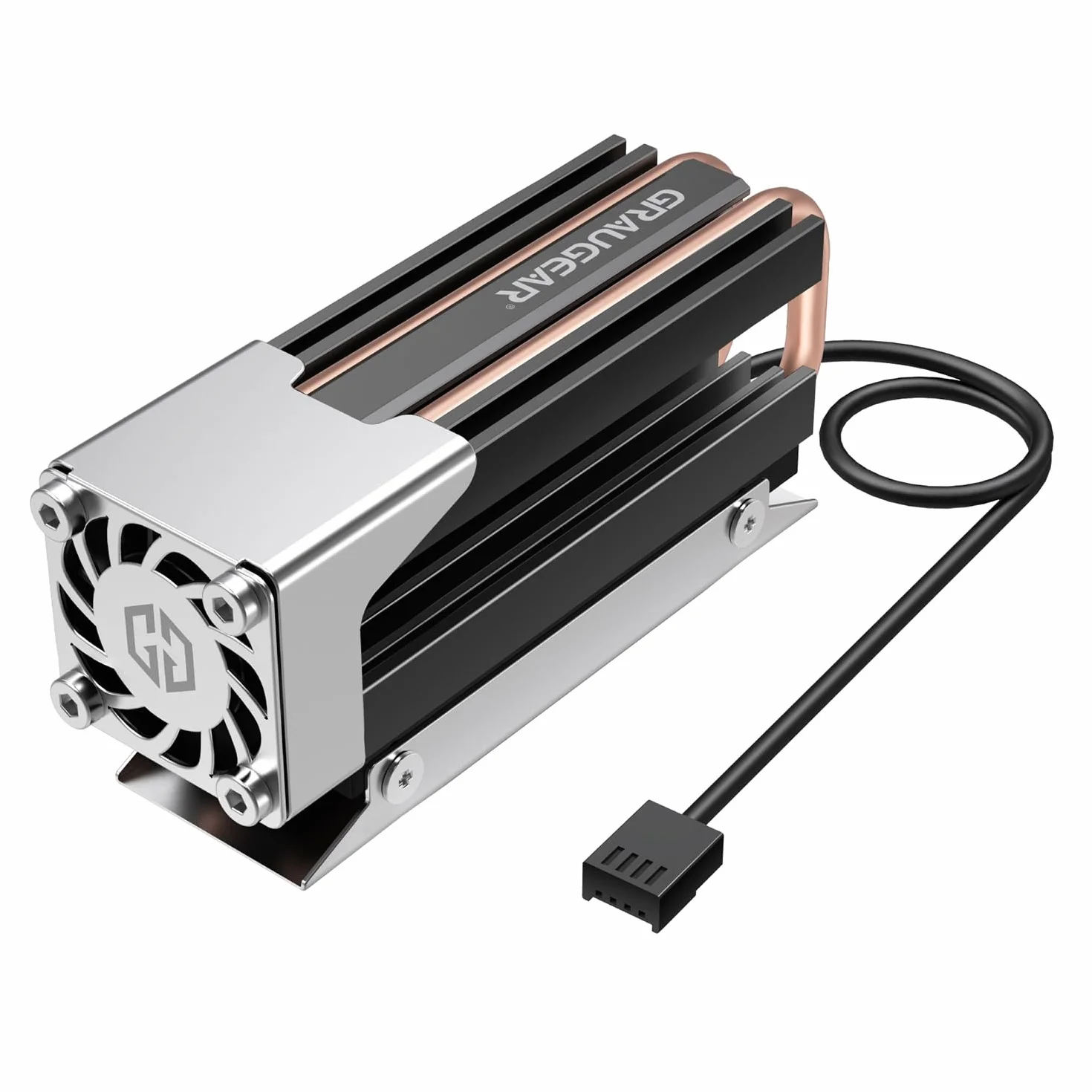 GRAUGEAR G-M2HS03-F chłodnica Heatpipe M.2 NVMe 2280 aktywny wentylator PWM 25 mm miedziana rura cieplna