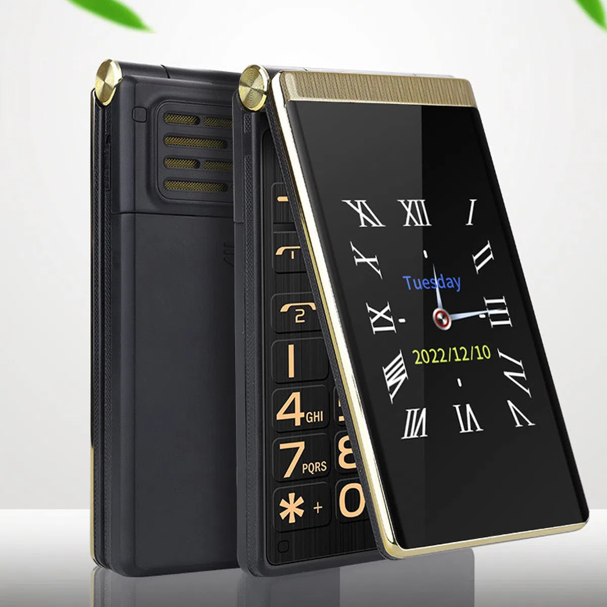 Telefon Komórkowy z klapką 2G Odblokowany, 3-calowy Podwójny DUŻY Ekran i Telefon z Przyciskami dla Seniorów, Dual SIM i 5900 MAh Duża Bateria Głośne POŁĄCZENIE Łatwy w Użyci (Złoto)
