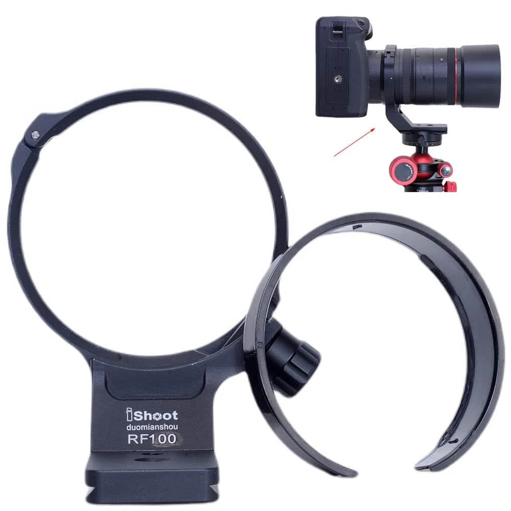 iShoot Kołnierz obiektywu pierścień do montażu na statywie kompatybilny z Canon RF 100 mm f/2,8 l makro IS USM, uchwyt wspornika obiektywu dolny jest Arca-Swiss Fit płyta szybkiego zwalniania do Arca