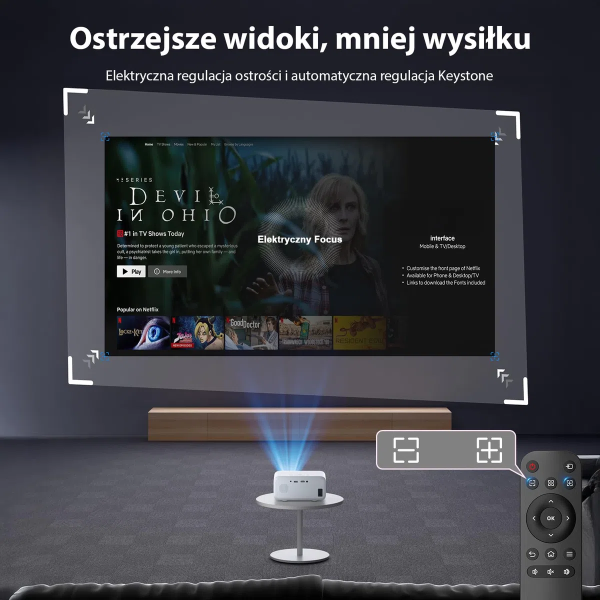 Mini Przenośny Projektor 2025 Upgraded, Visulapex V3 PRO Projektor 12000 Lumenów z Obsługą FHD 1080P, 50% Zoomem i Elektryczną Regulacją Ostrości, Projektor 5G WiFi Bluetooth dla iOS/Android/TV Stick