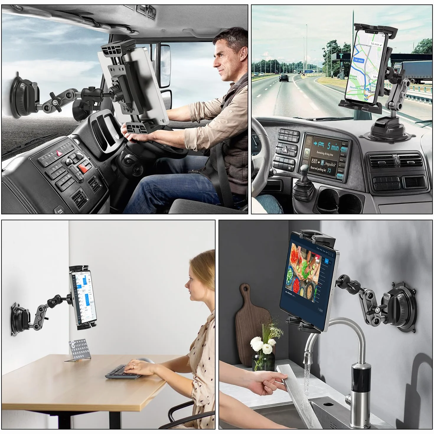Uchwyt na iPada - Mocny Uchwyt Samochodowy na Tablet z 360° Obracaniem, Przyssawką i Regulowanym Montażem Deskę Rozdzielczą, Pasuje do iPad Pro Air Mini, 4,7-12,9" Tabletów i Telefonów