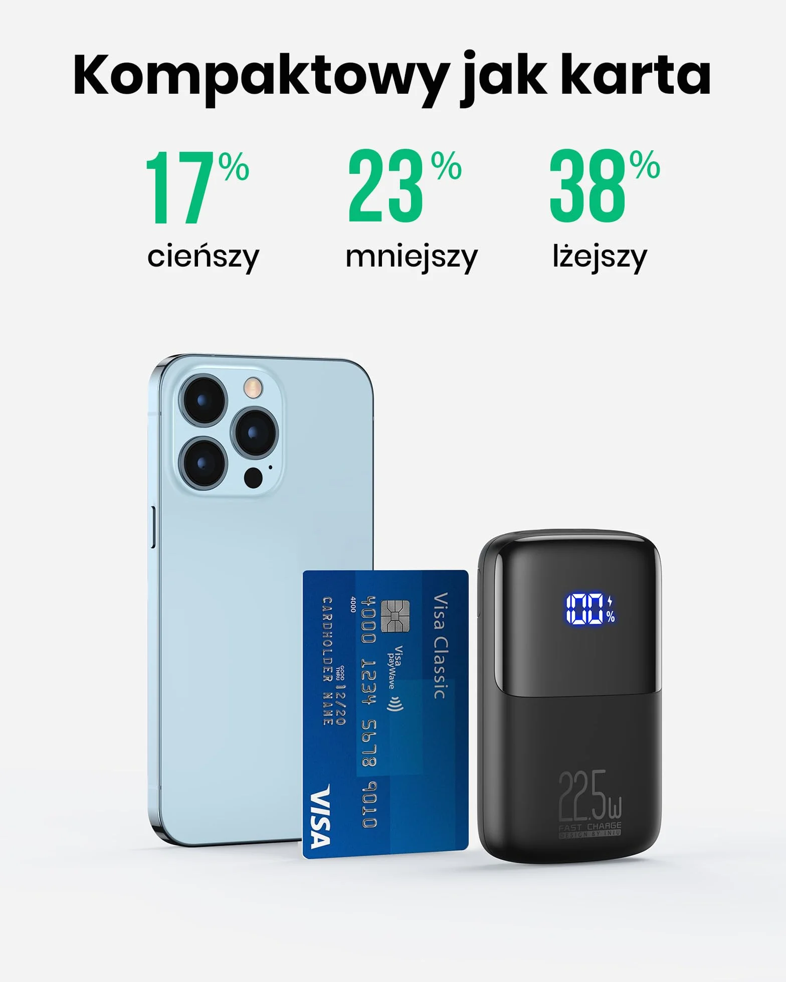 INIU Mini Power Bank 10000mAh 22.5W PD3.0 QC4.0 Szybkie Ładowanie USB-C Power Bank do iPhone Samsung Huawei