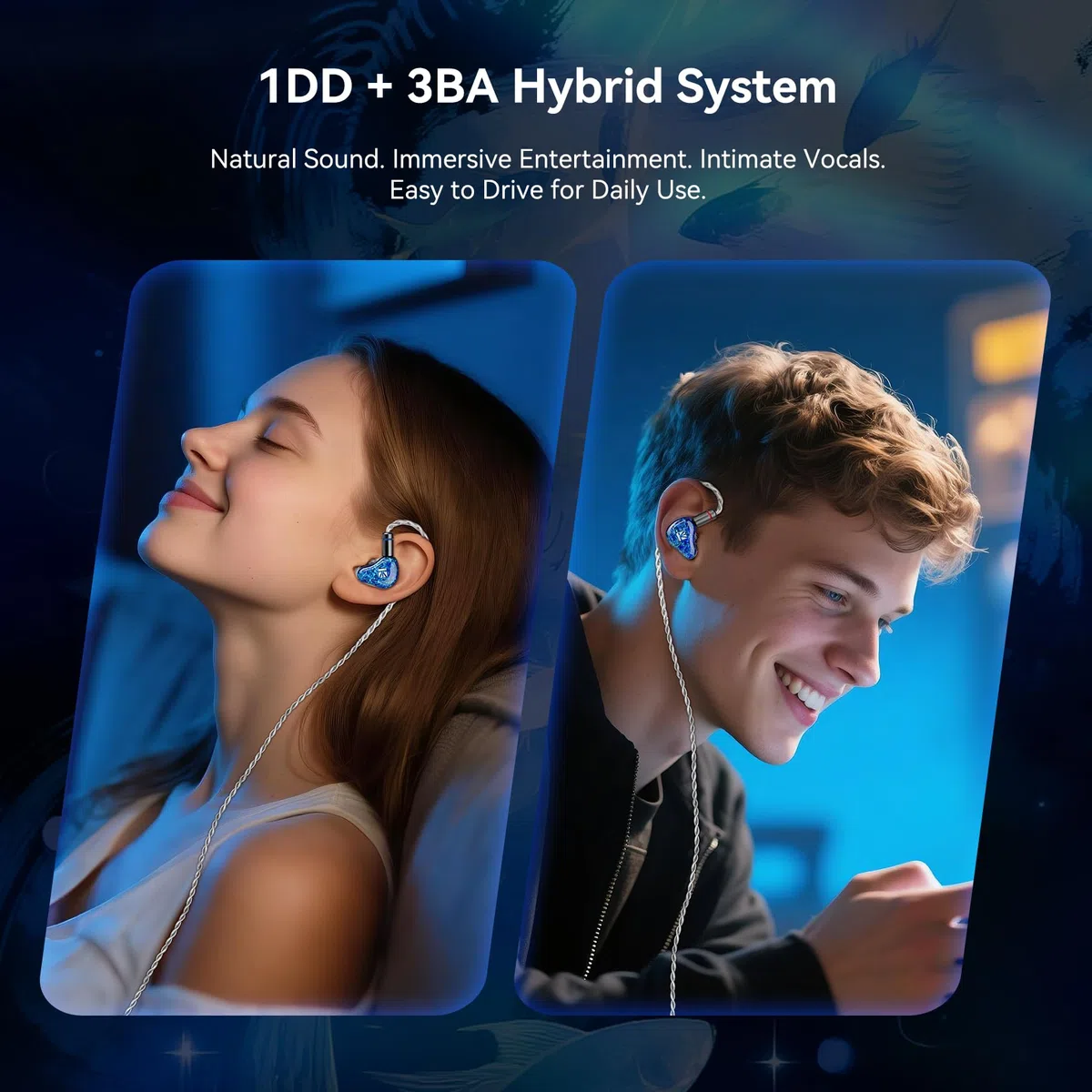Yinyoo KBEAR SR8 IEM słuchawki, hybrydowe sterowniki 1DD+3BA, monitory douszne, dla muzyków, przewodowe słuchawki douszne HiFi, odłączany kabel z 5N OFC, IEM do gier, audiofilów i występów na żywo
