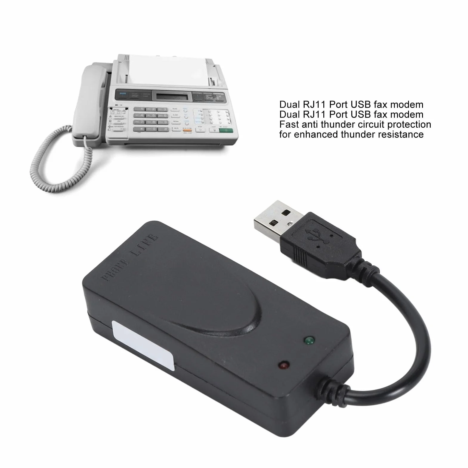Zewnętrzny Modem Faksowy USB 56K Podwójny Port RJ11 Identyfikator Dzwoniącego