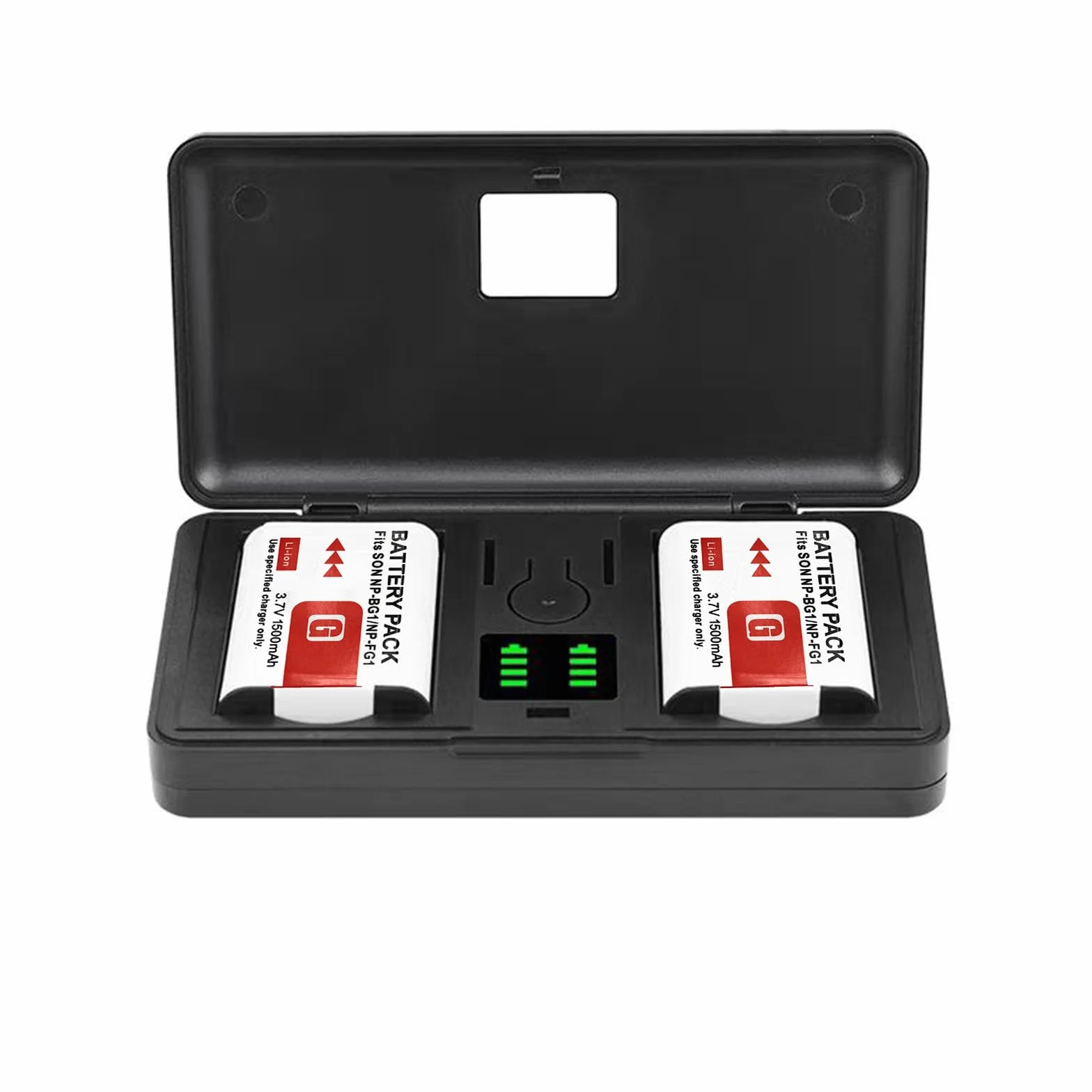 Ładowarka do akumulatora NP-BG1 (1500mAh) (w zestawie dwa akumulatory) Kompatybilna z kamerami SONY T100 H50 W300 W55 W70 W80 DSC-N1 T2 H9 H10 H20 HX5C WX1 T20 H70 HX30V HX7V W130 W150 W170 W200 W210