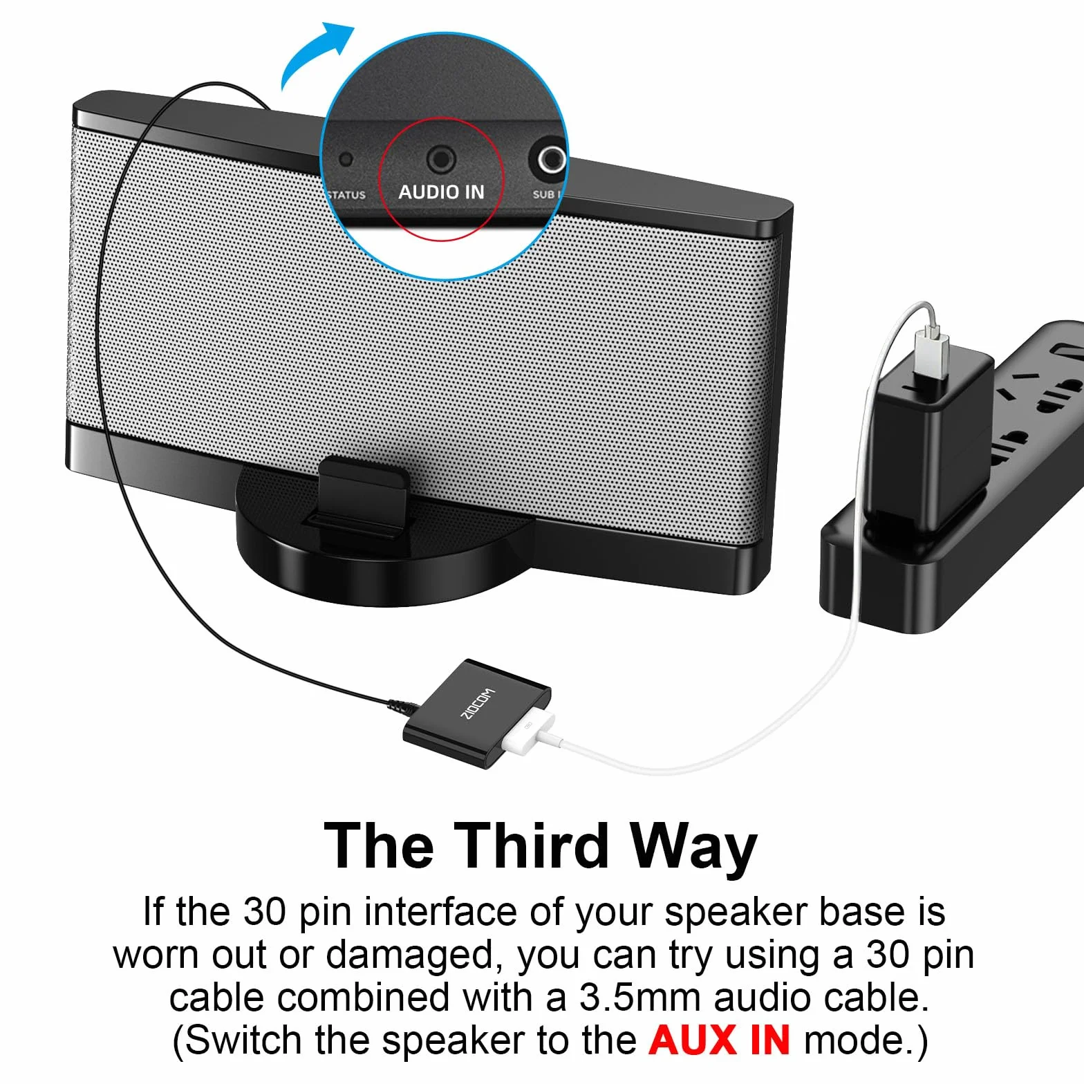 ZIOCOM 30-stykowy adapter Bluetooth do Bose Sounddock, czarny