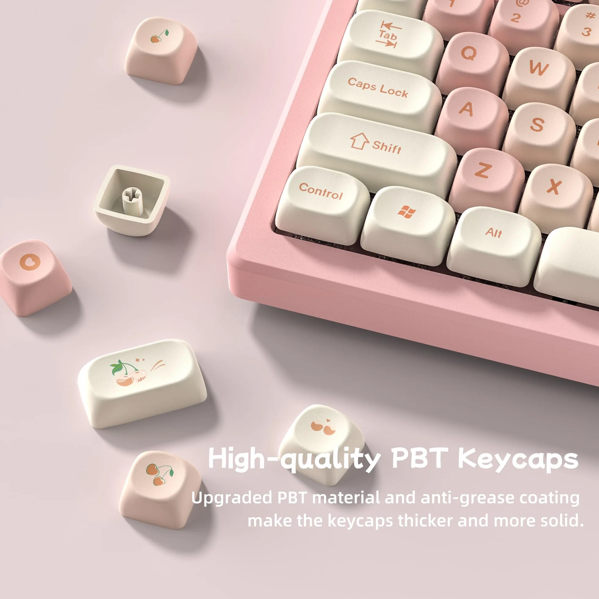 MOA Nasadki na klawisze 75% PBT Dye-Sublimacja Zestaw do Cherry MX Mechaniczna Klawiatura Różowa