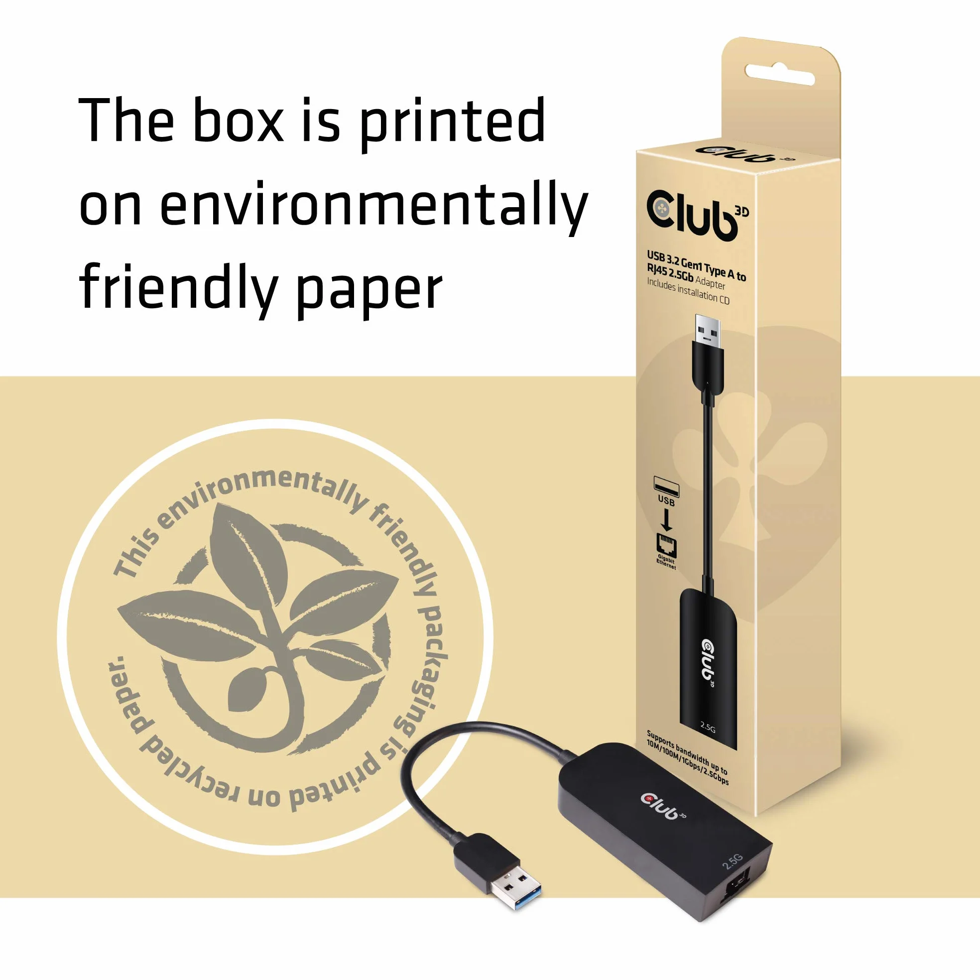 Club 3D CAC-1420 adapter USB 3.2 Gen1 typu A na 2,5 Gigabit Ethernet ST./BU. czarny