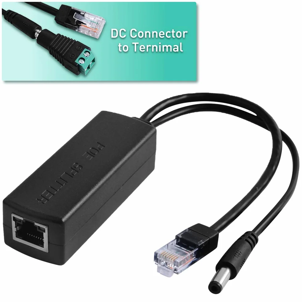 GeeekPi 2 sztuki adapterów rozgałęźników PoE 48 V na 12 V, IEEE 802.3af 10/100 Mb/s PoE z wyjściem 12 V do kamery IP, bezprzewodowego punktu dostępowego i telefonu VoIP