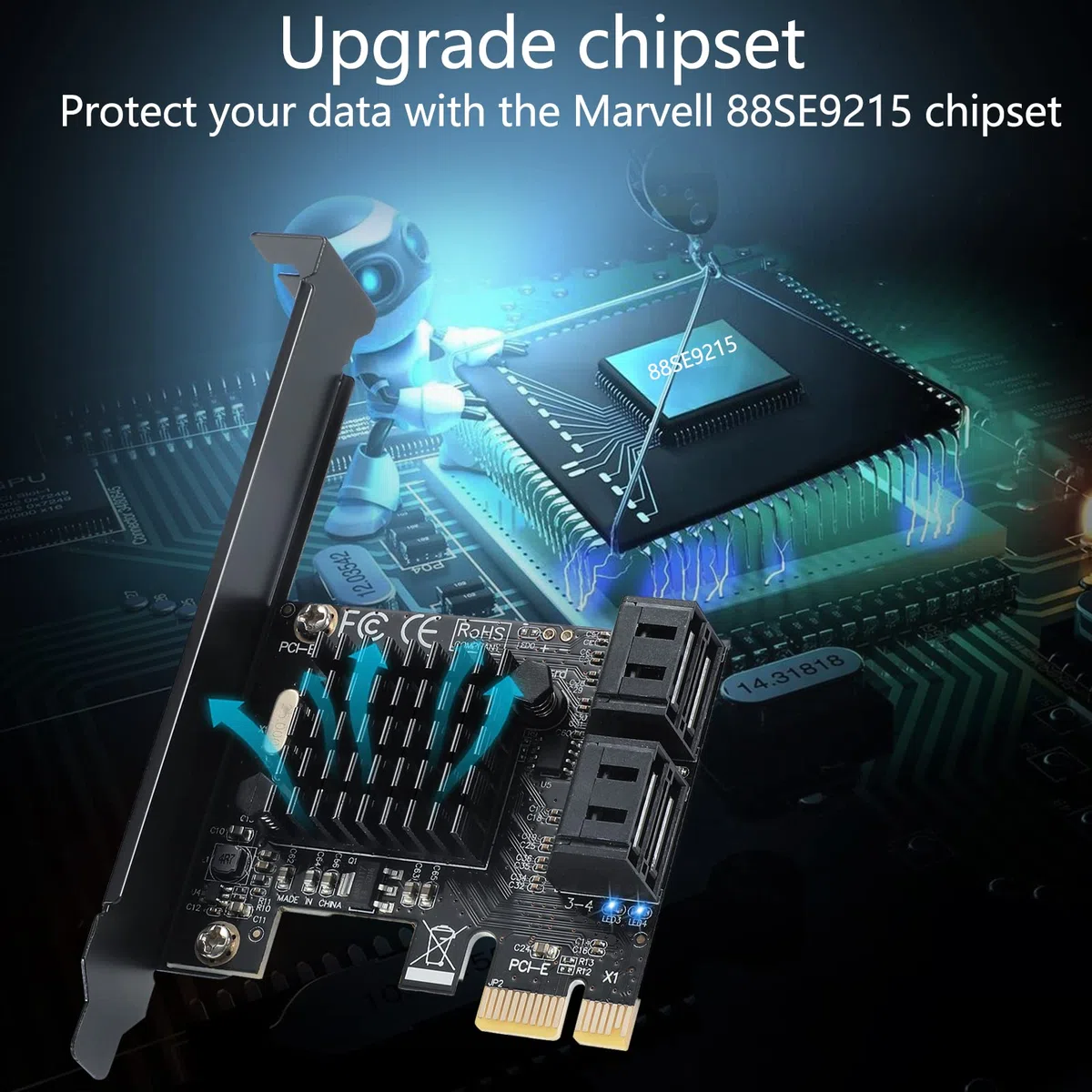 Karta kontrolera PCI-E X1 do SATA 3.0, 4-portowa karta rozszerzeń SATA III 6 Gb/s, obsługuje gniazdo PCI-Express (1 x 4X 8X 16X), obsługa SSD i HDD, dla Windows10/7/8/XP/Vista/Linux