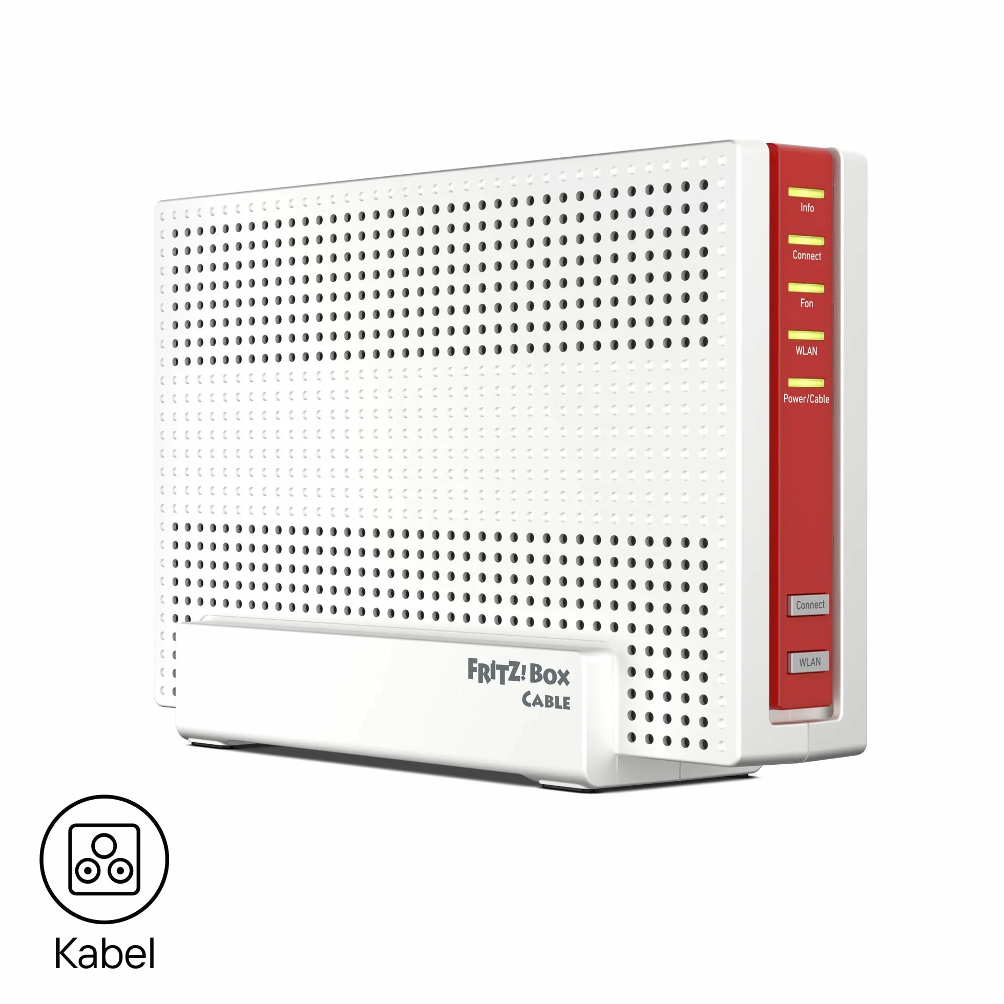 AVM FRITZ! Box 6690 kabel (modem kablowy DOCSIS 3.1, 4x4 Wi-Fi 6 (WLAN AX) o mocy 4800 Mb/s (5 GHz) + 1200 Mb/s (2,4 GHz), 1x port 2,5 Gigabit LAN, USB 3.0, DECT), biały/czerwony