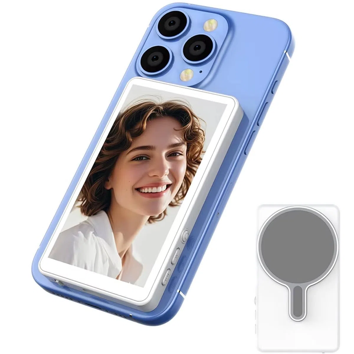 Magnetyczny telefon vlog selfie monitor, bezprzewodowy ekran selfie do iPhone'a i Androida 2000 mAh z pilotem Bluetooth, 3-poziomowa jasność i tryb szerokiego ekranu, do selfie, vloga, bez opóźnień