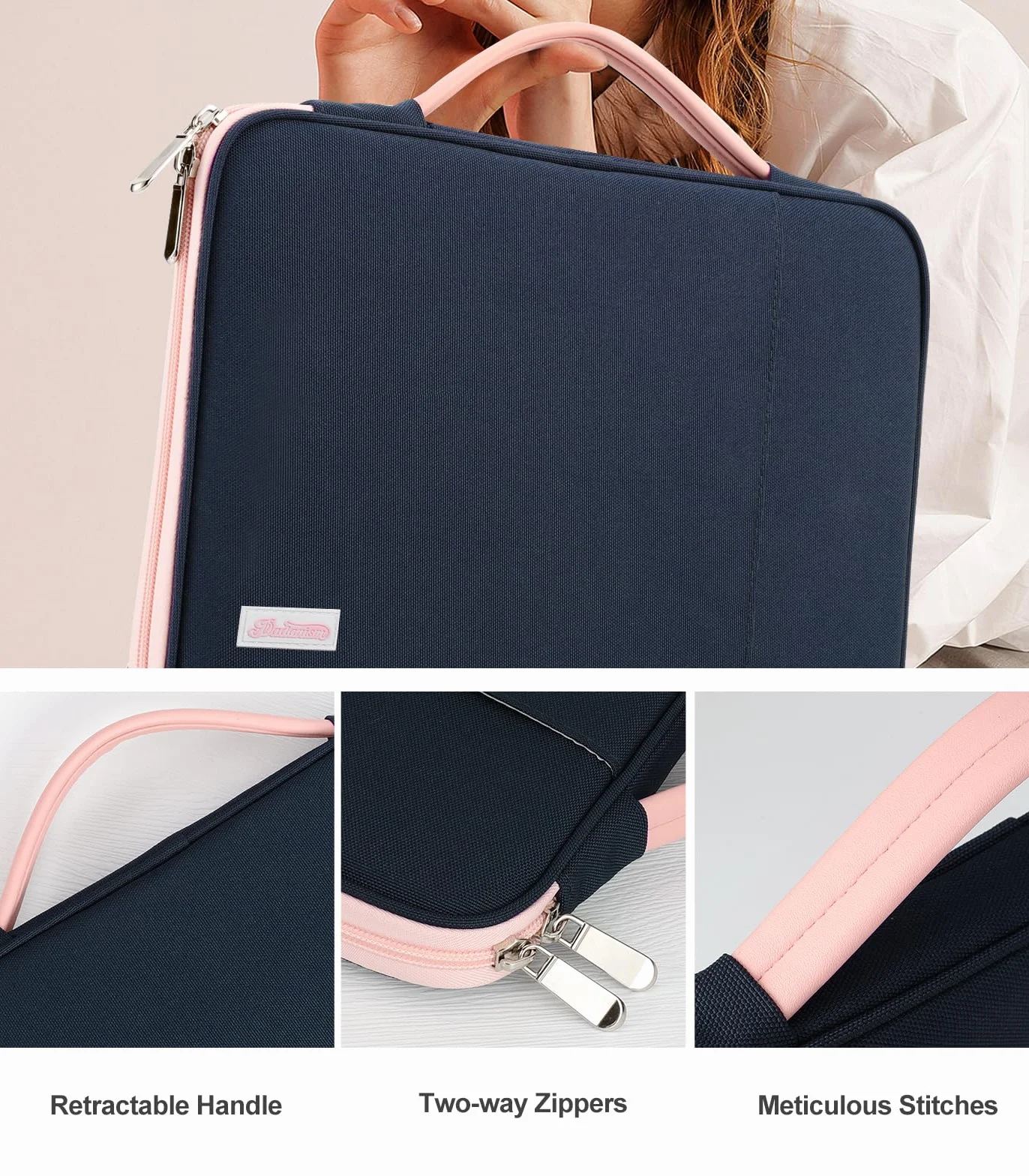 Dadanism Tablet Sleeve Organizer Carrying Case with Handle for iPad 10th Gen 10.9", iPad A16 11" 2025, iPad 9/8/7th 10.2, iPad Air/Pro 11", iPad Air5/4 10.9, Galaxy Tab A9+ Plus 11", Indigo & Pink