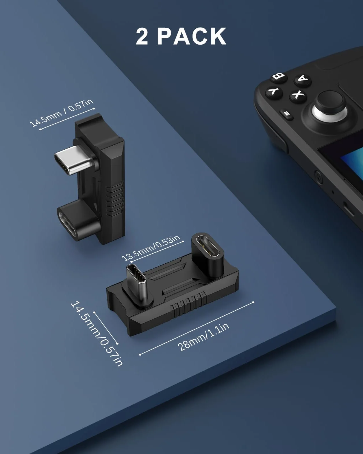 MoKo 180 Degree USB-C Adapter with 13.5mm Gap, U-Shape USB-C Connector with PD 240W/20 Gbps/8K, 180 Angle Adapter for ROG Ally/Steam Deck/Legion Go/Laptop/Tablet/Phone