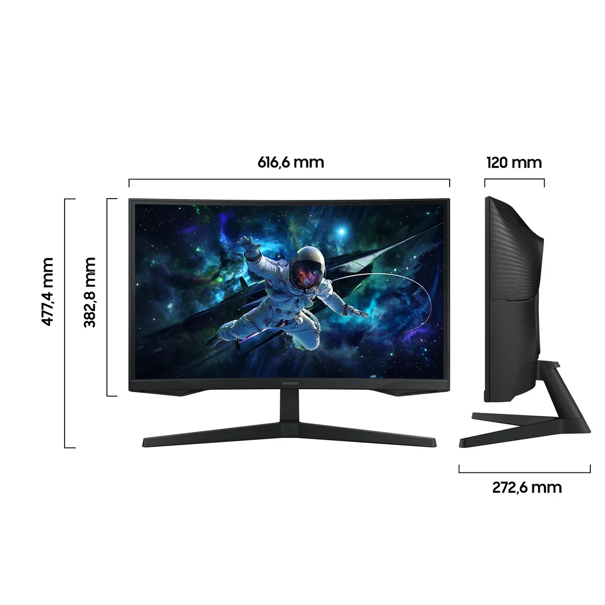 Samsung Wyświetlacz 27' Gaming Odyssey G55C czarny 165 Hz 1ms 2560x1440 VA Zakrzywiony 1000R 300cd/m² 2500:1 HDR10 HDMI Displayport AMD FreeSync Podstawa odchylana