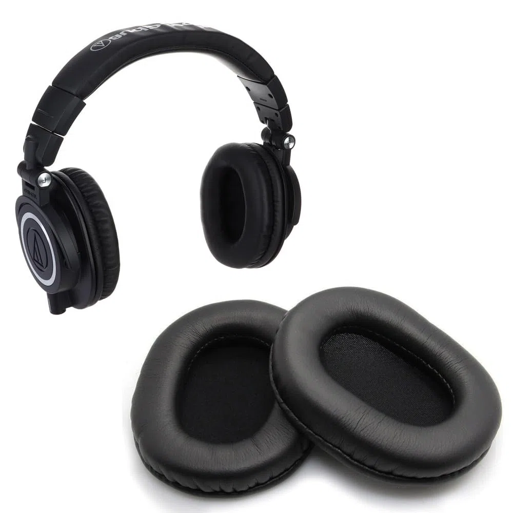 Zapasowe Nausznik do Audio Technica ATH-M50 / M50X / M50XBT / M50RD / M40X / M30X / M20X / MSR7 / SX1 Słuchawek od MMOBIEL - Memory Foam i Protein PU Wymienna Poduszka Uszu - Pady Nauszne - Czarny