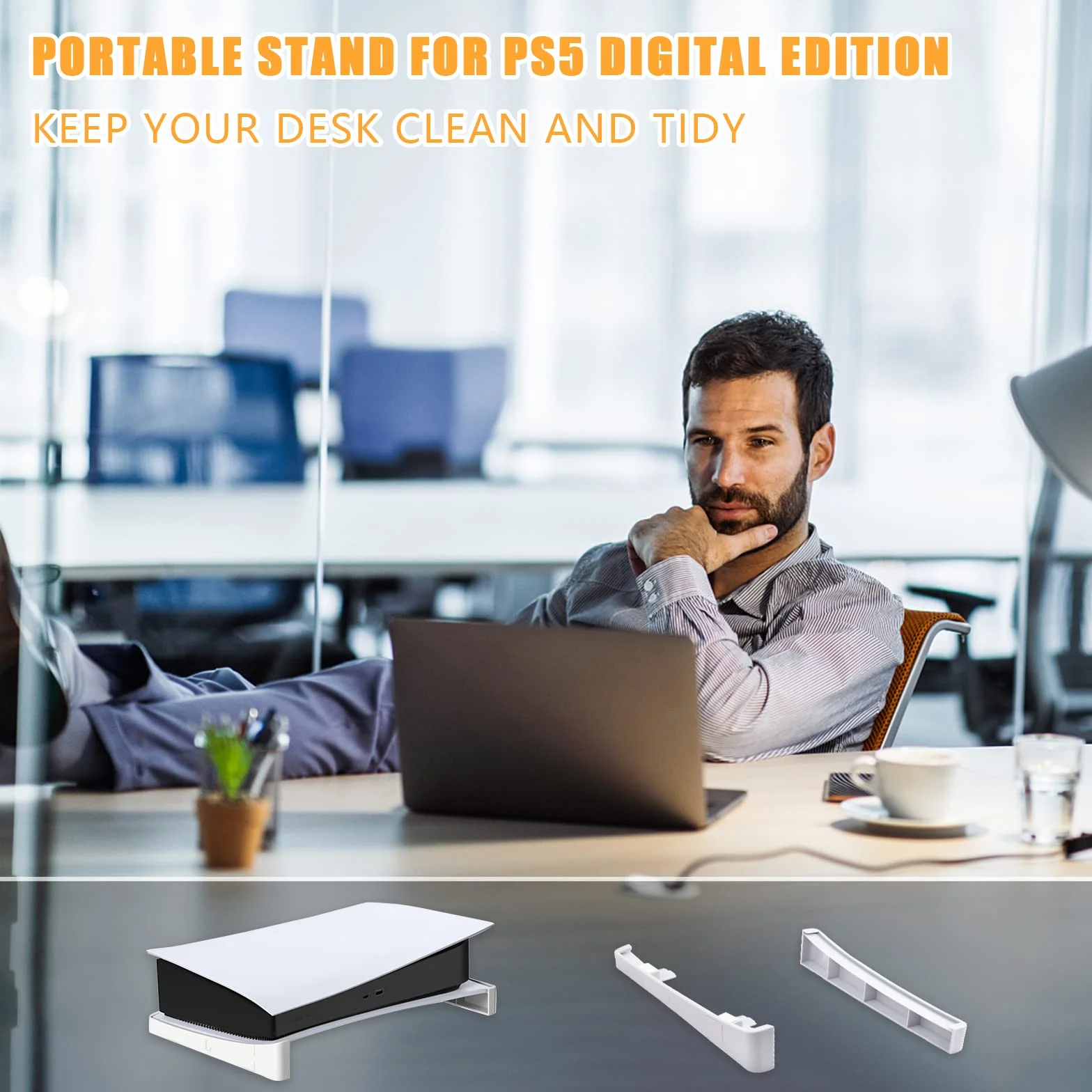 Poziomy stojak do PS5, kompatybilny z Playstation 5 Disc & Digital Edition, biały