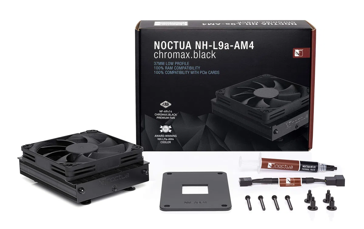 Noctua NH-L9a-AM4 chromax.black, Cooler CPU Low-Profile Klasy Premium dla AMD AM4 (Czarny)