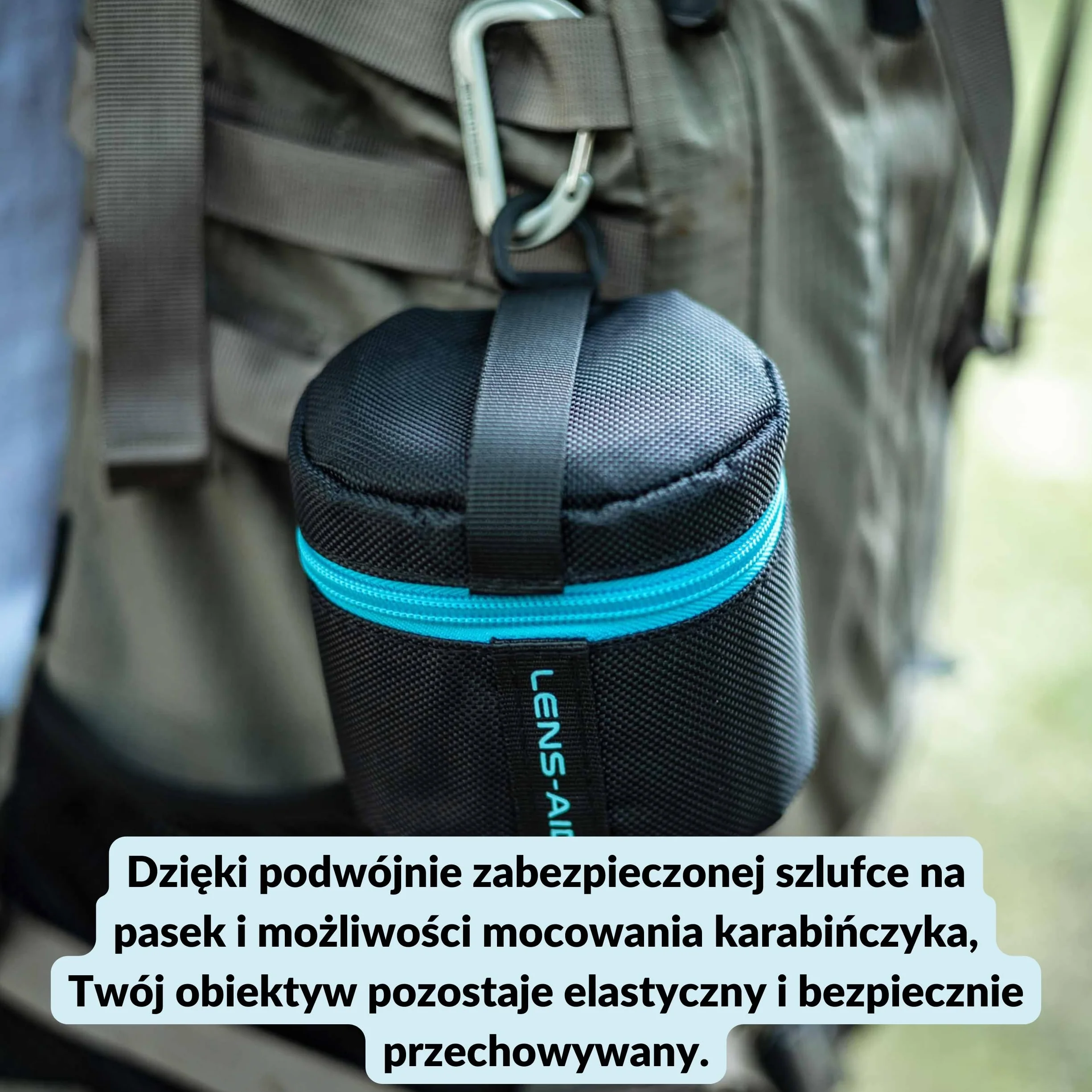 LENS-AID Torba na obiektyw grubo wyściełana: etui ochronne na obiektyw z zamkiem błyskawicznym i klamrą paska, czarny, XXL (12 x 35 cm), Dodatkowa torba
