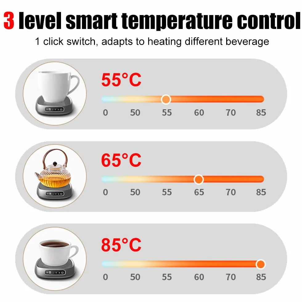 Podgrzewacz do kubków USB 3 ustawienia temperatury przenośna podstawka grzewcza