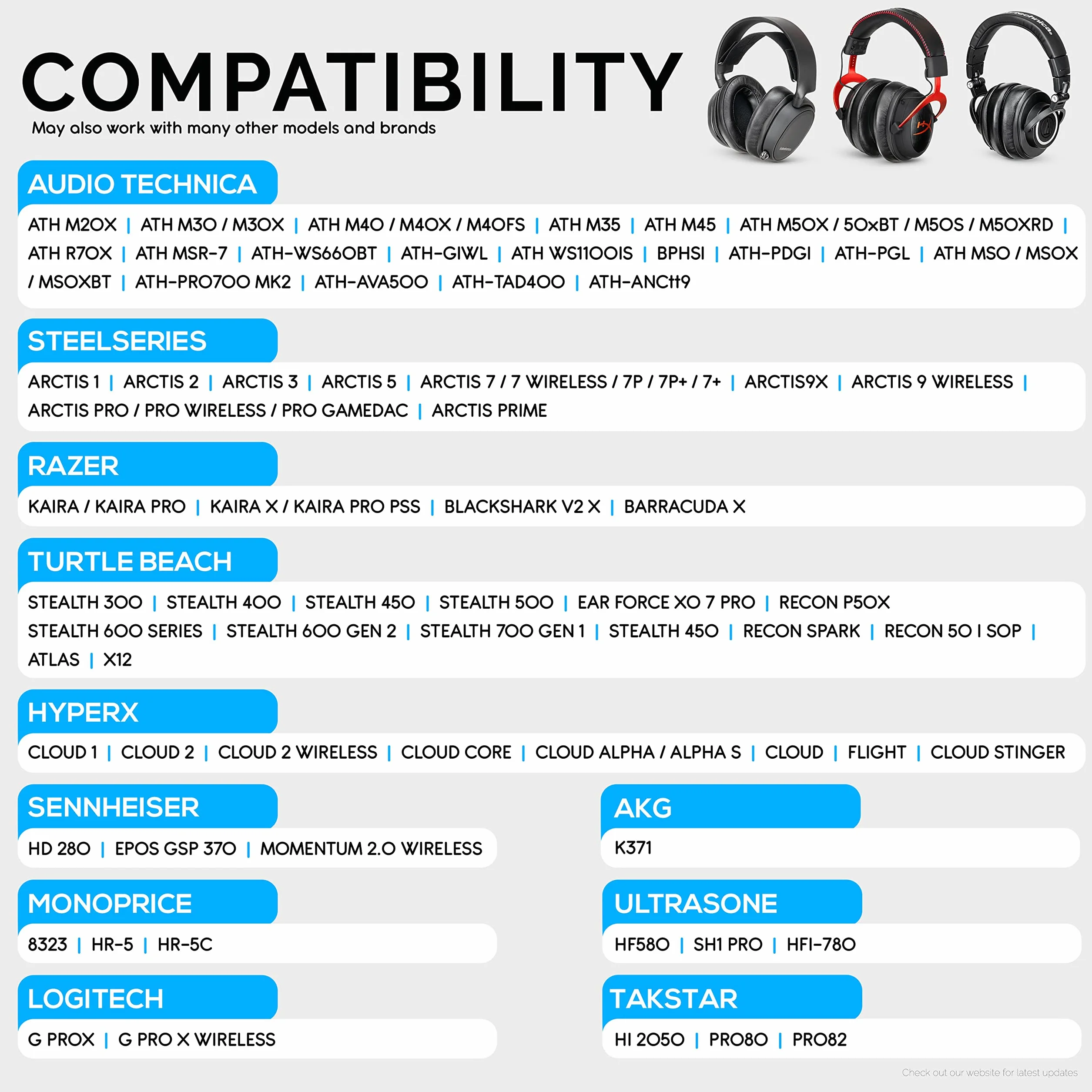 Brainwavz Nauszniki zamienne z pianki pamięciowej do ATH M50X, M40X, M30X, HyperX, SHURE, AKG