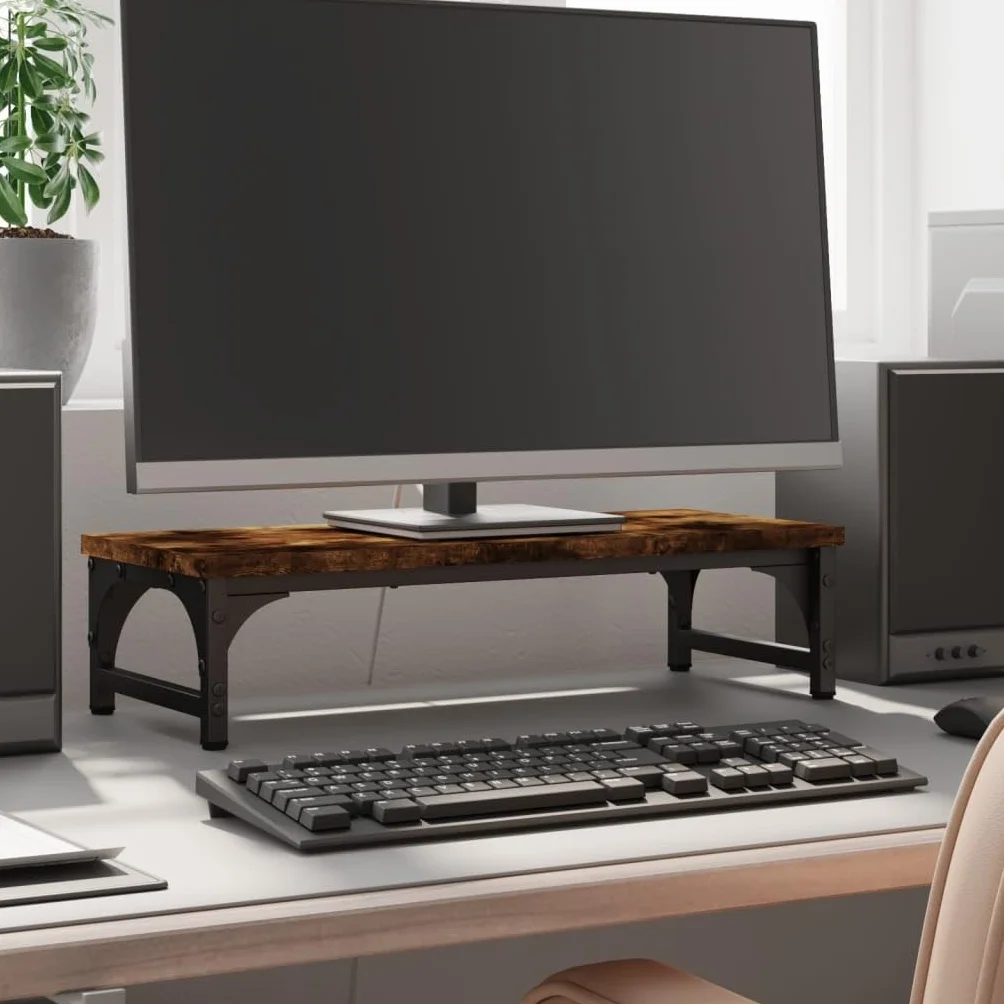 vidaXL Podstawka pod monitor, przydymiony dąb, 55x23x14 cm, podkładka pod monitor, półki na klawiaturę, półki pod klawiaturę, półka na klawiaturę